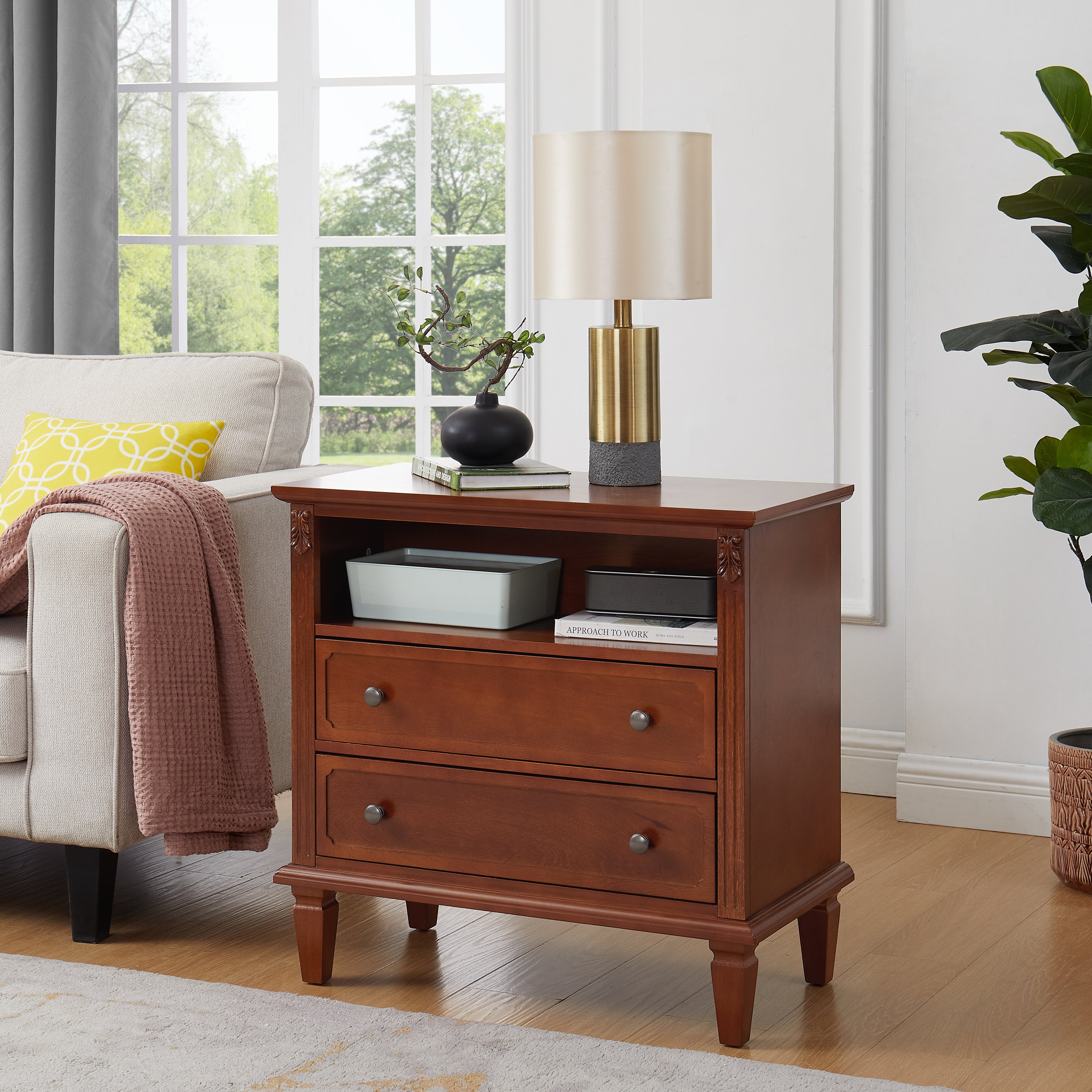 Anselm Fluted Solid Wood Nightstand