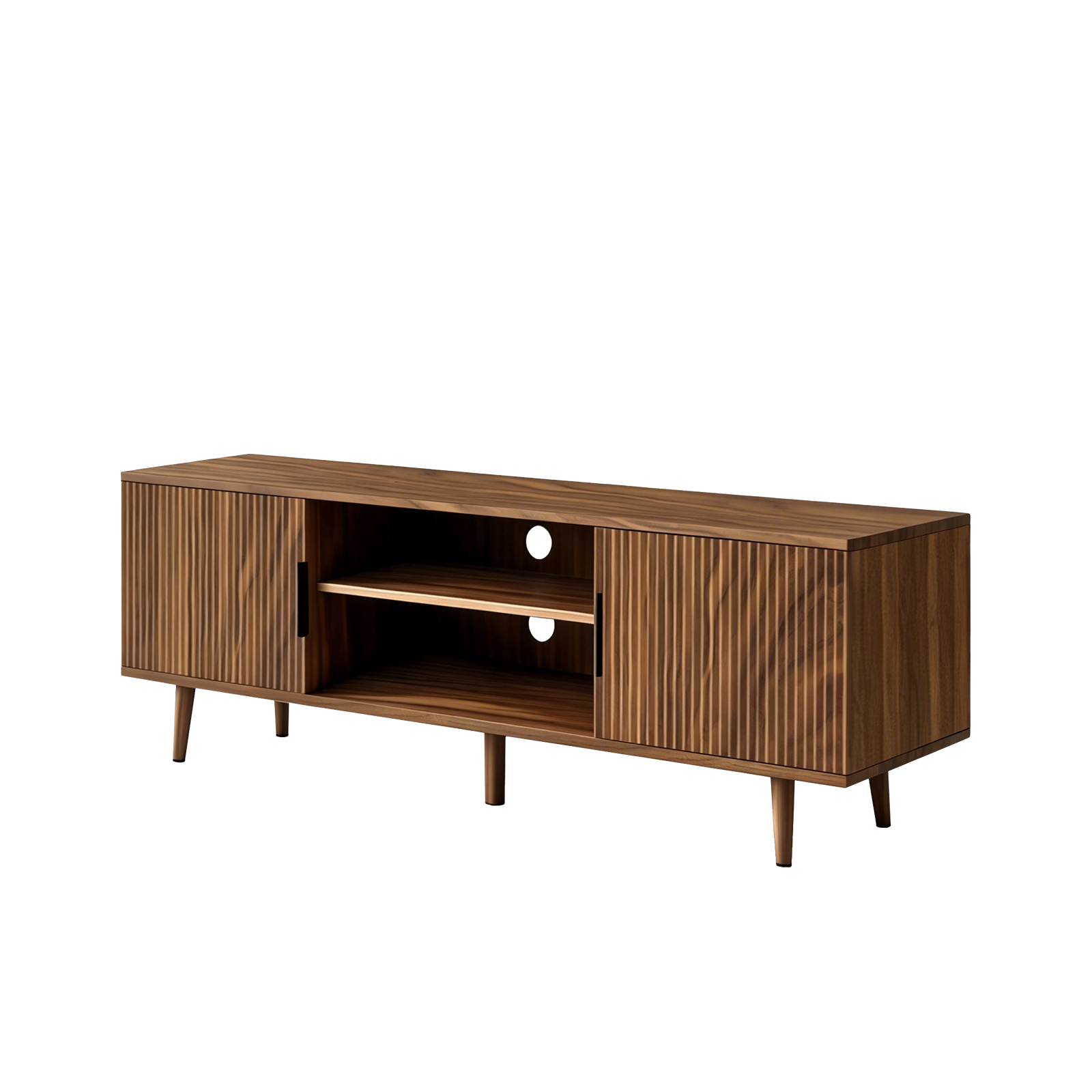 Mikkel Fluted Walnut TV Stand