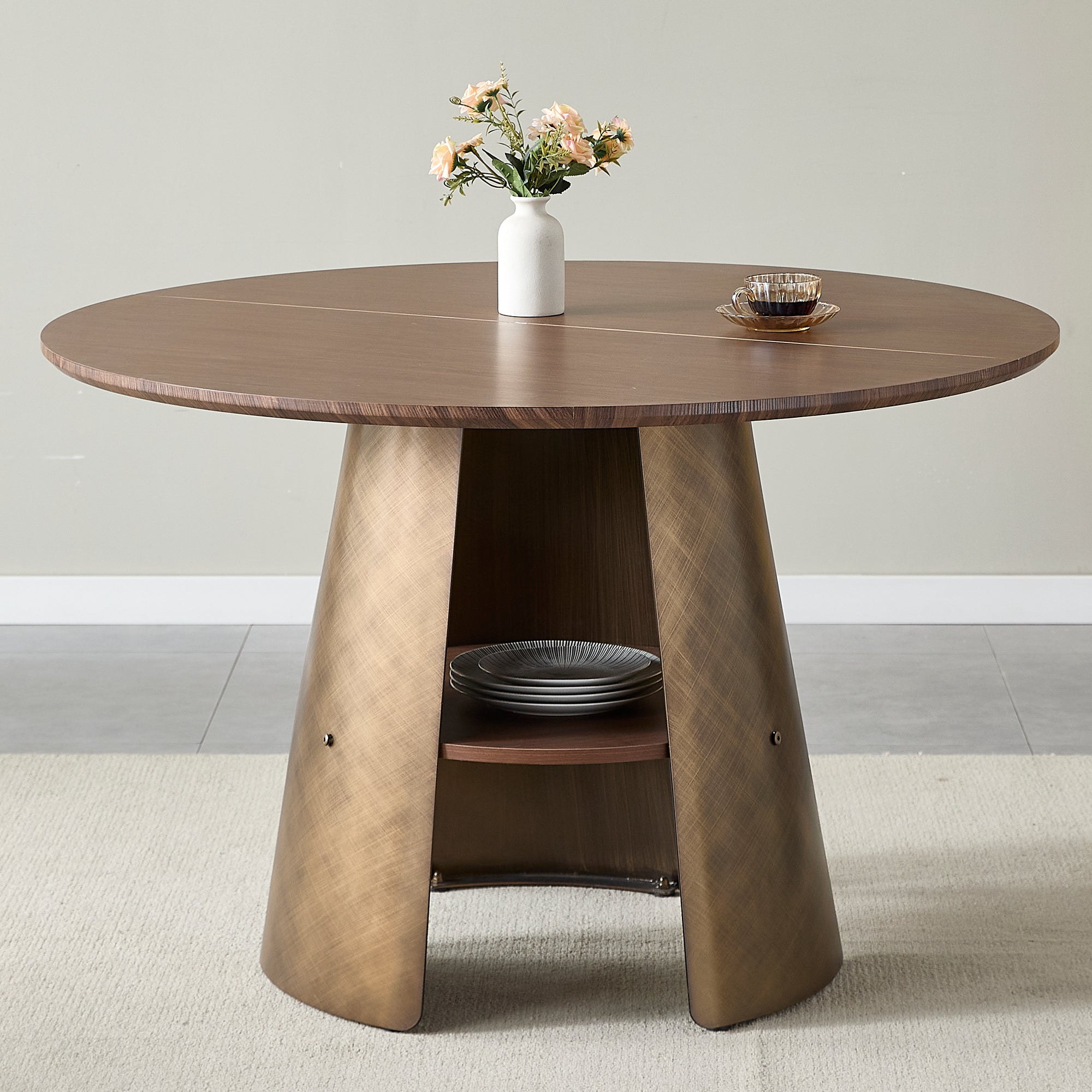 Hanne Round Walnut Dining Table