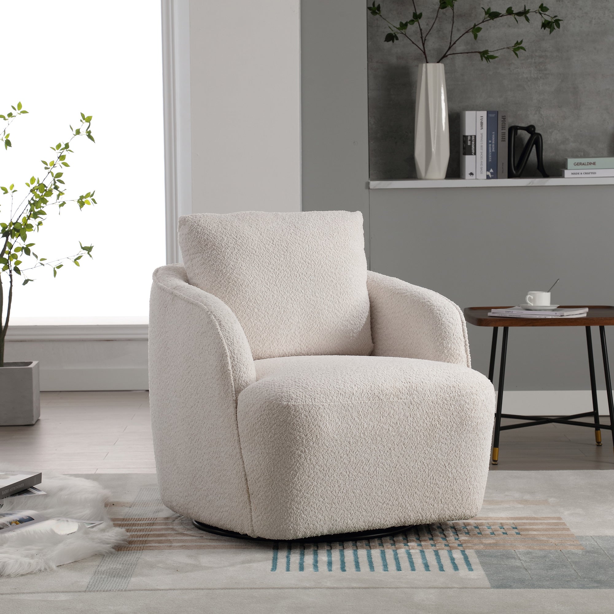 Astrid Barrel Boucle Accent Chair