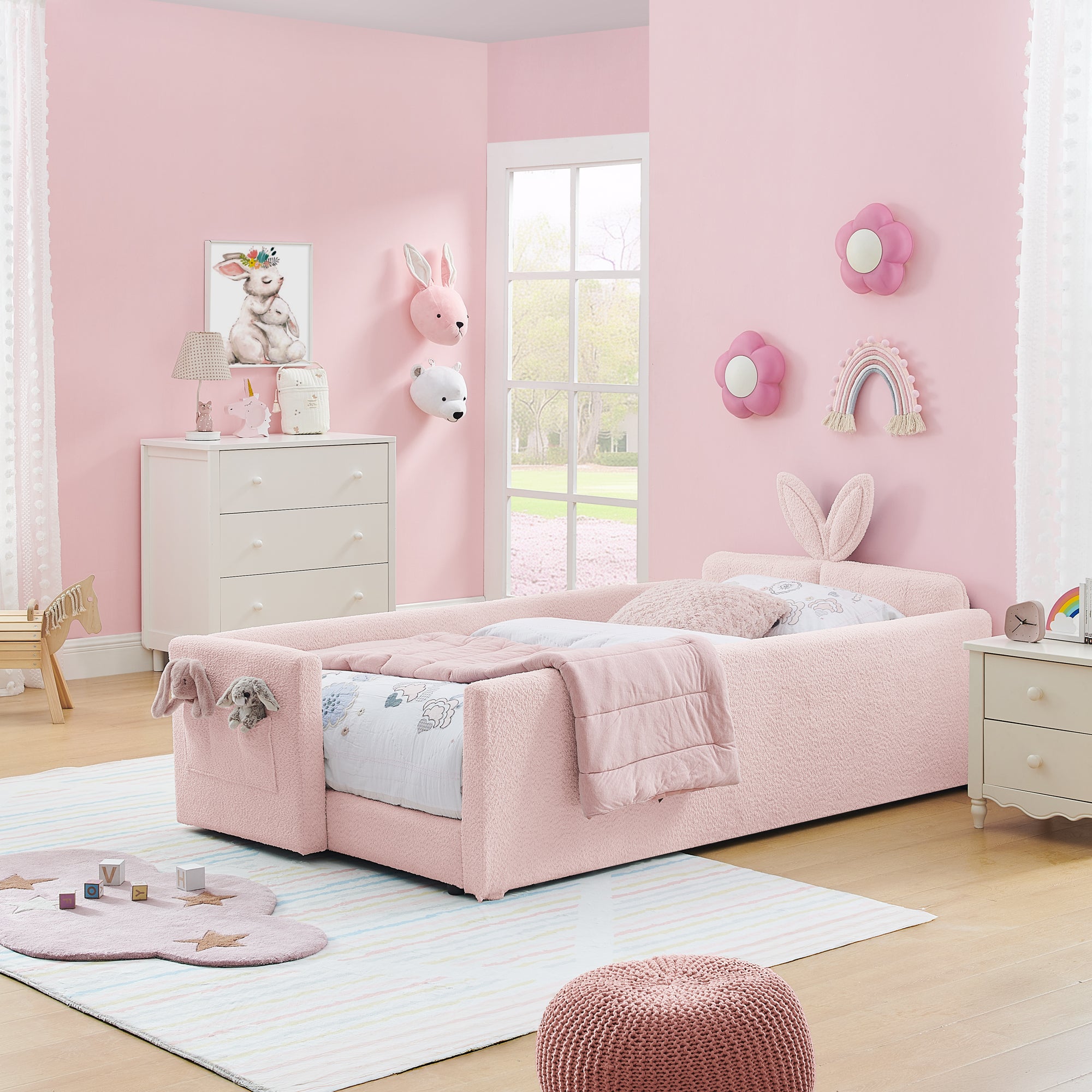 Lene Boucle Twin Platform Bed Frame