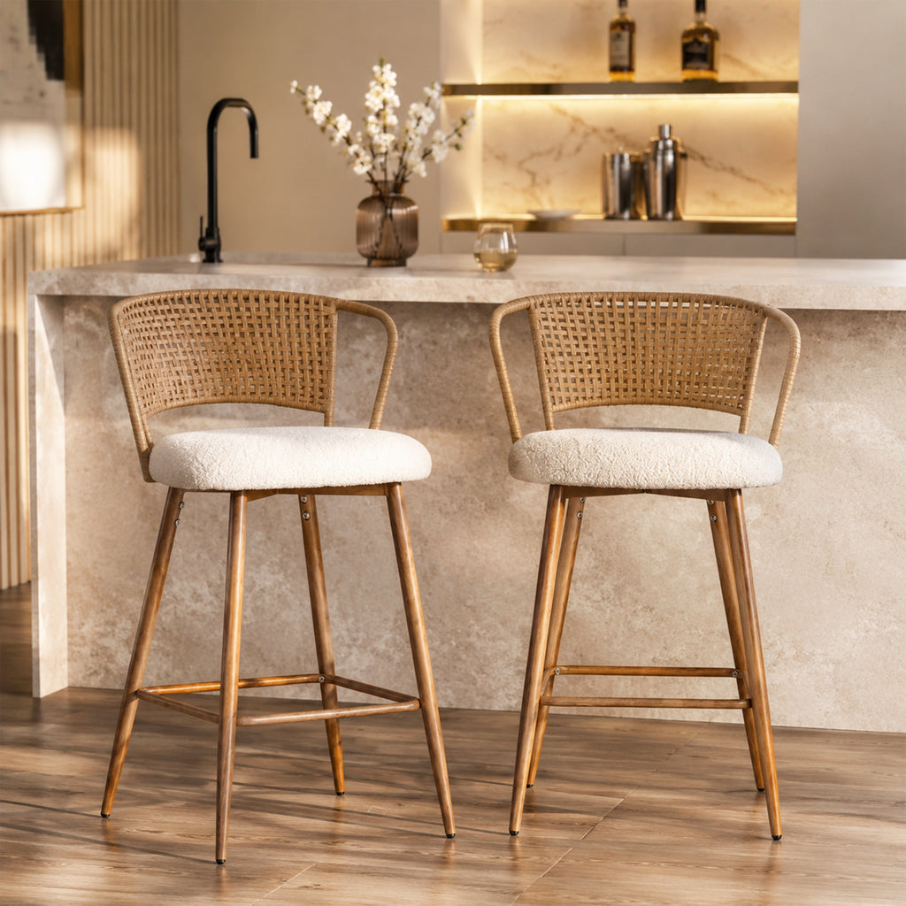 Bergljot Rattan Counter Stool (Set of 2)