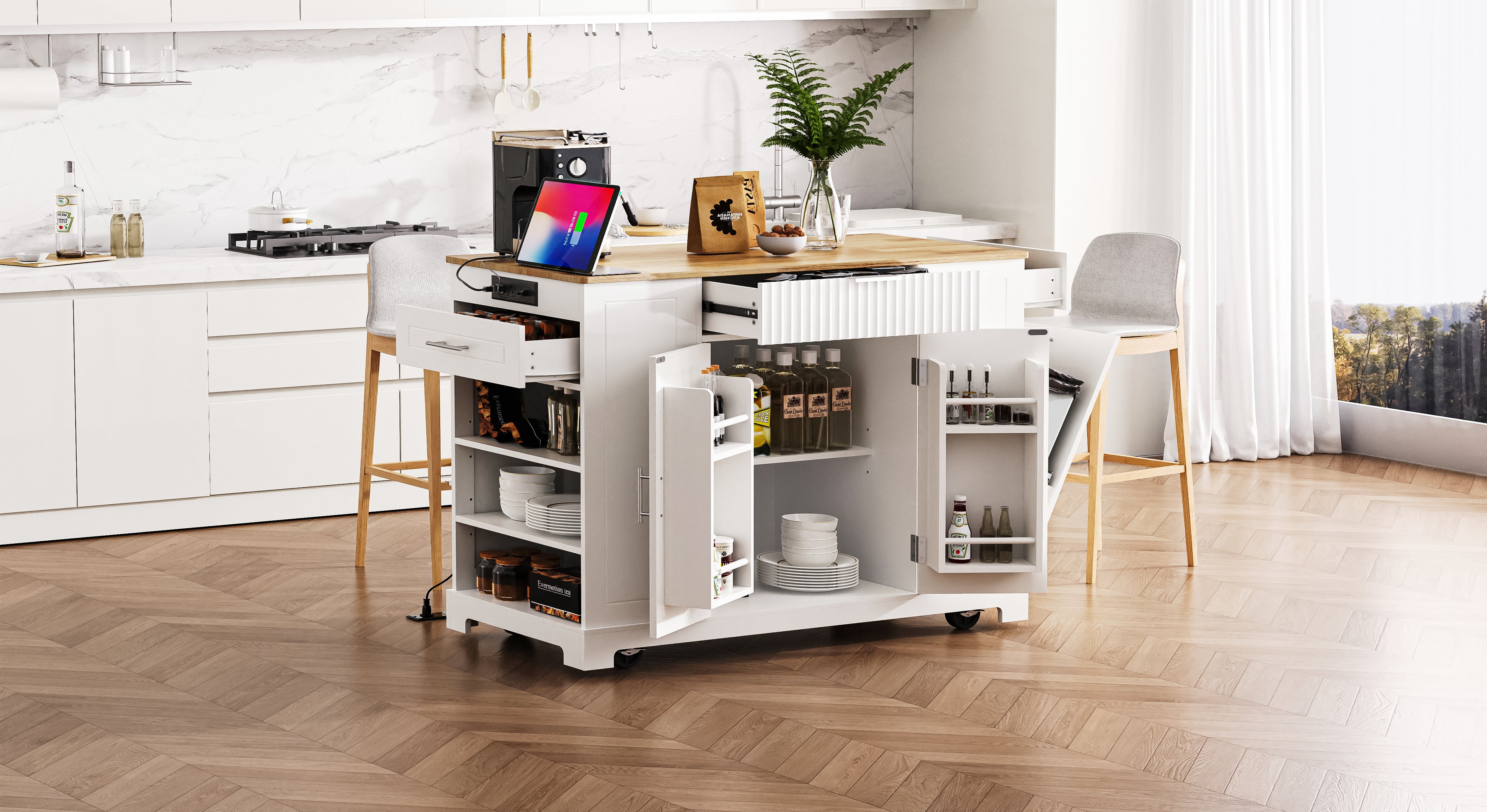 Ulrik Fluted Kitchen Island