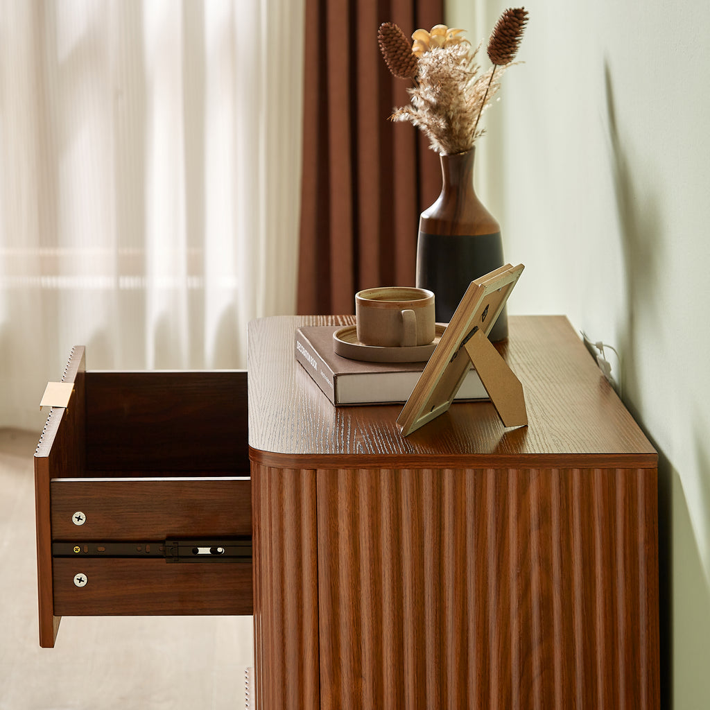 Idun Curved Walnut Nightstand