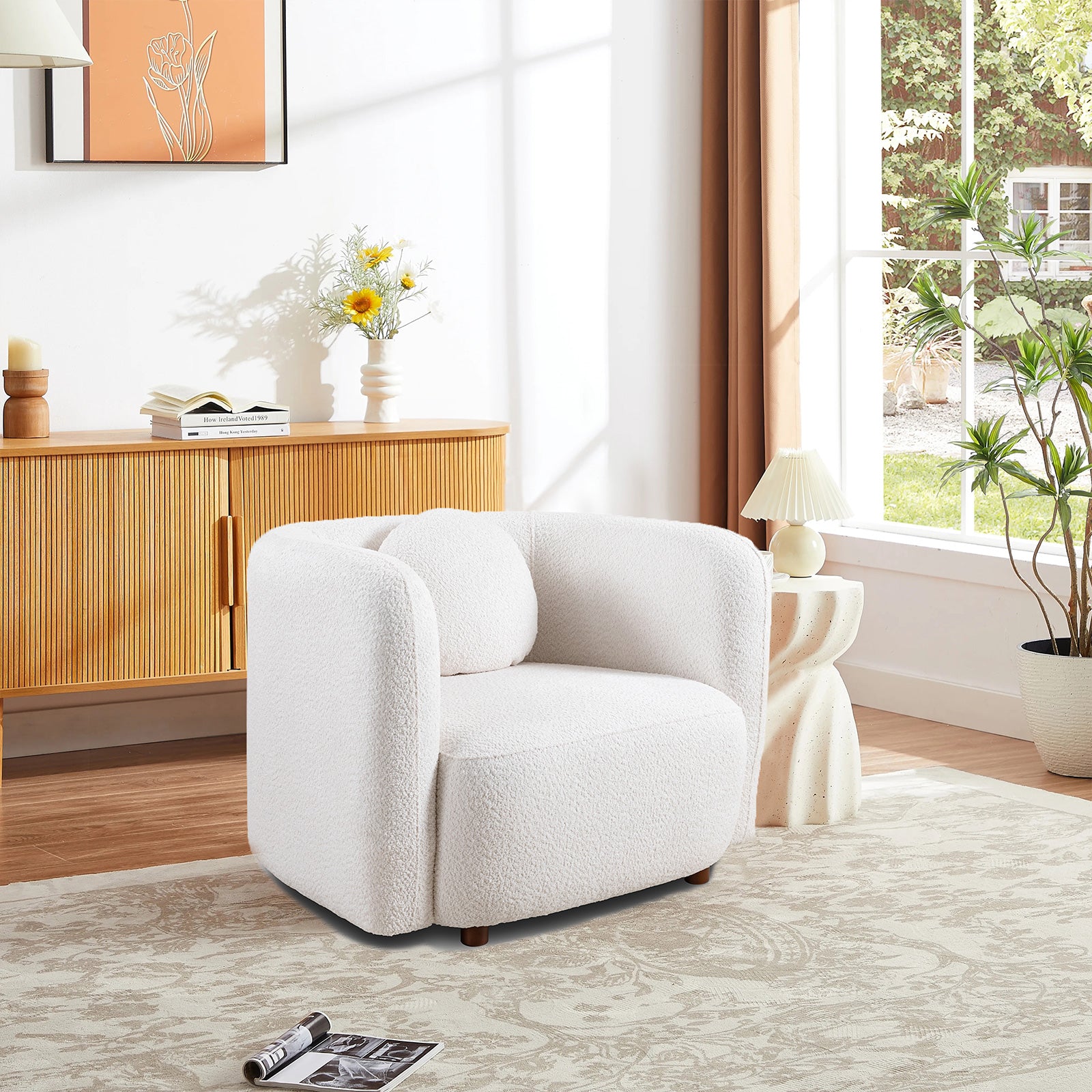 Ingrid Barrel Boucle Accent Chair