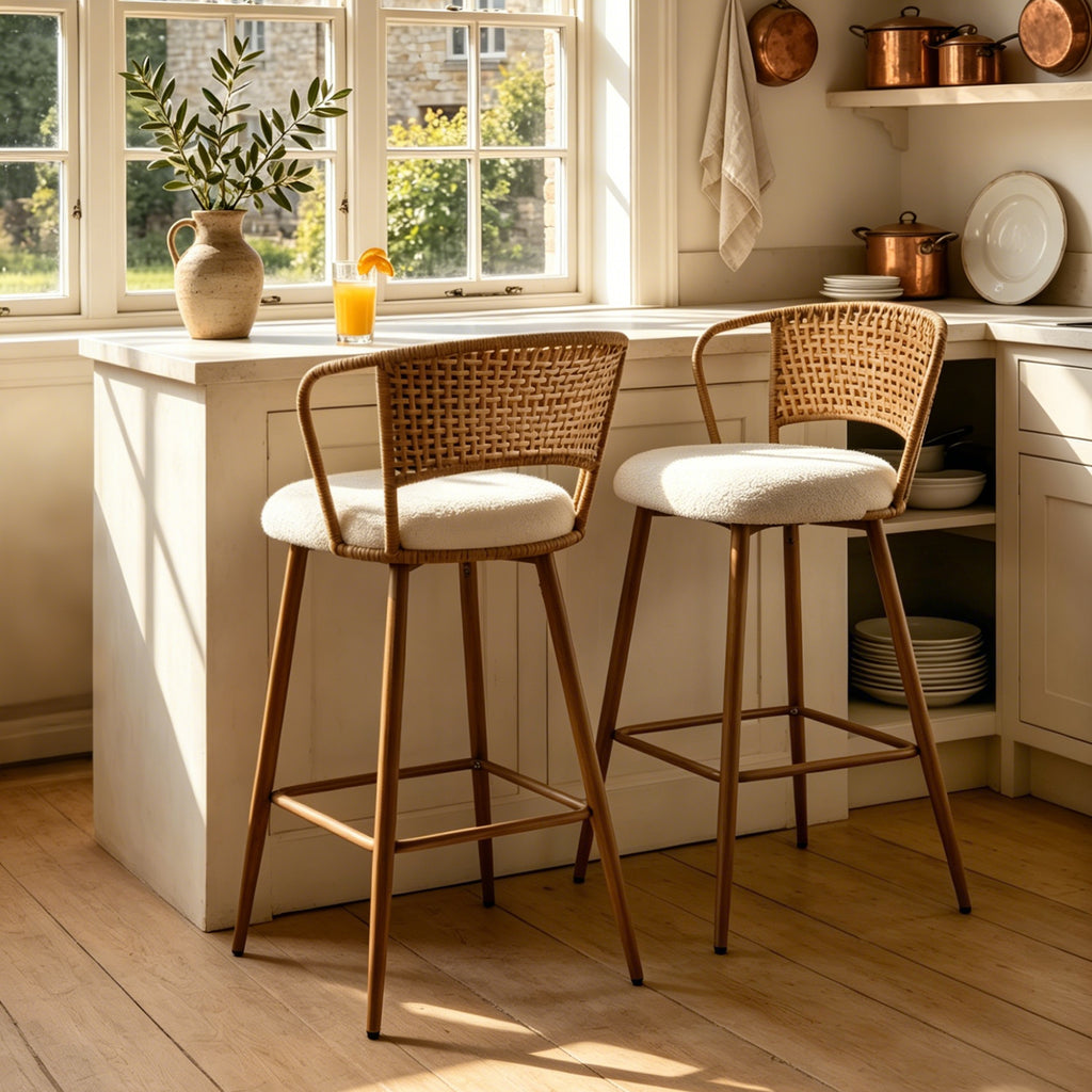 Bergljot Rattan Counter Stool (Set of 2)