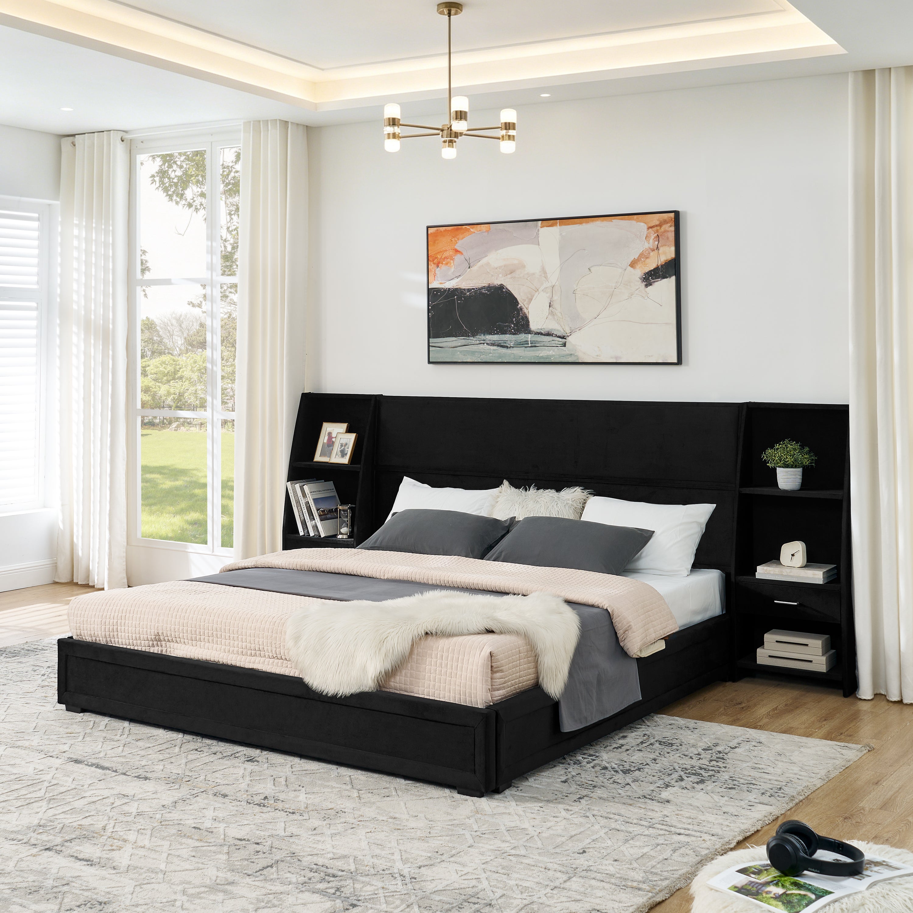 Bodil Velvet King Platform Bed Frame