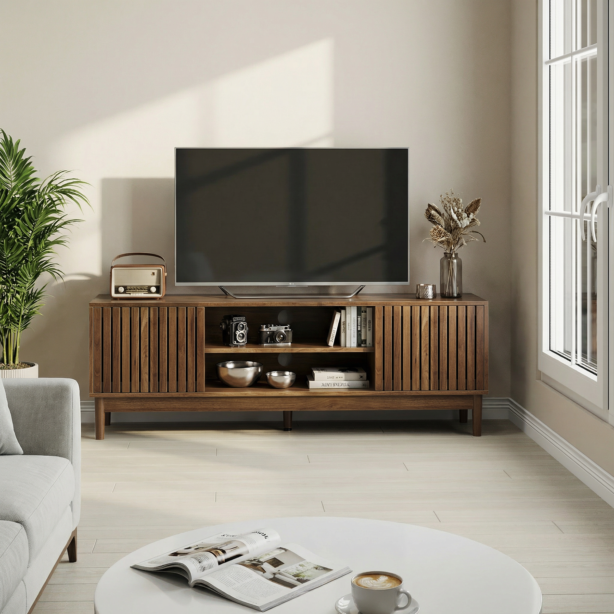Nils Storage Walnut TV Stand