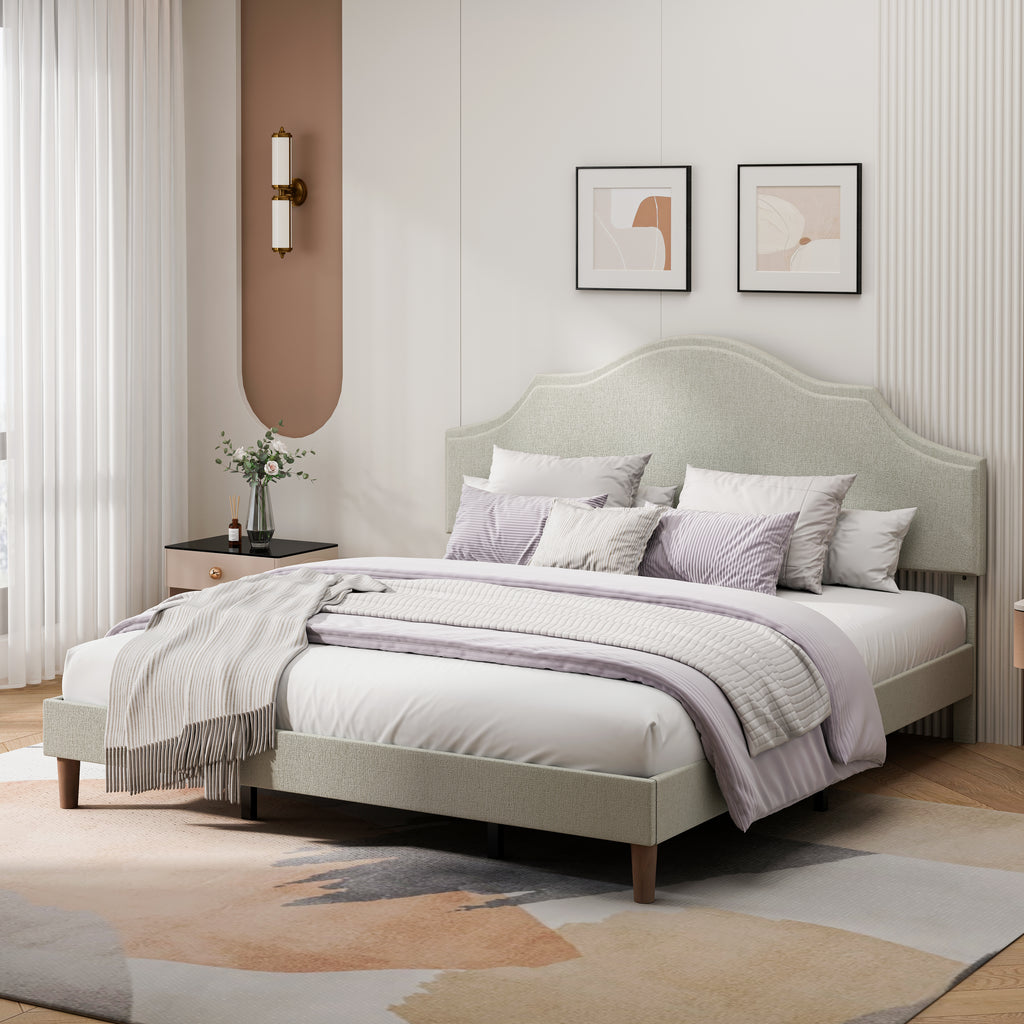 Bjorn Linen King Platform Bed Frame