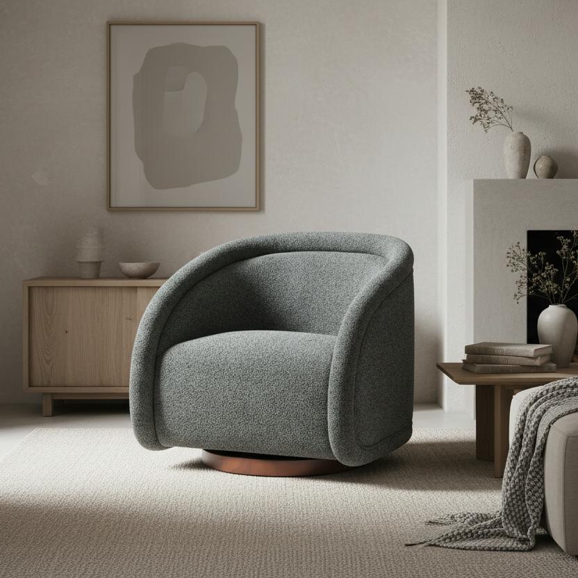 Greta Boucle Swivel Chair