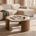 Anselm Round Travertine Coffee Table