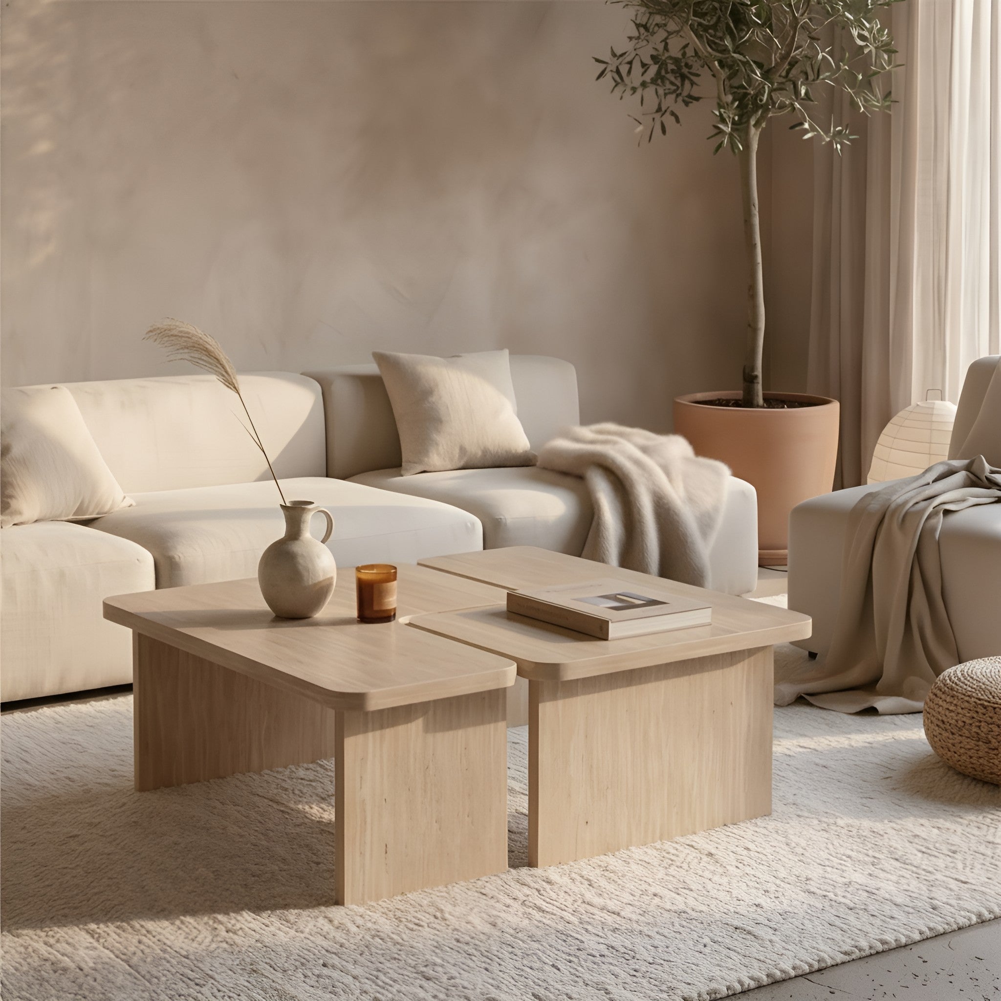Calla Nesting Travertine Coffee Table
