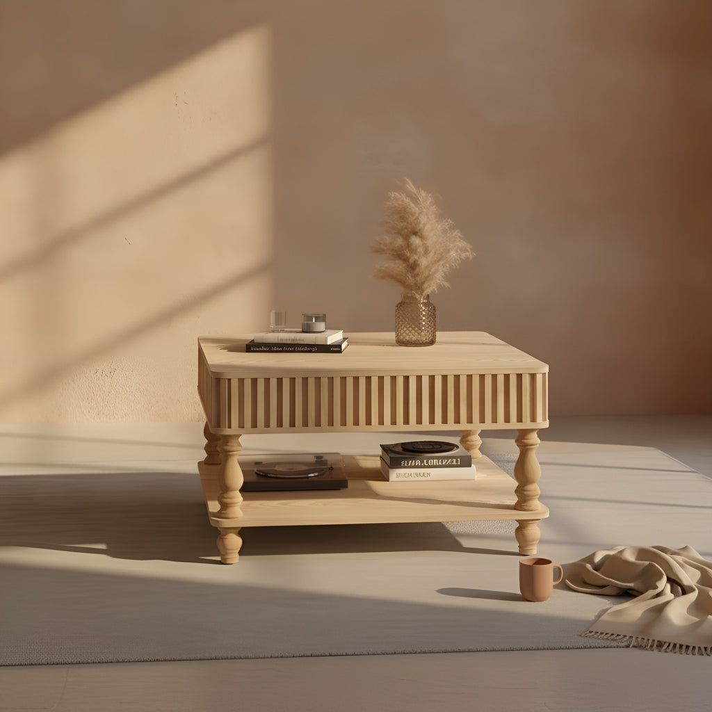 Pia Fluted Solid Wood Coffee Table