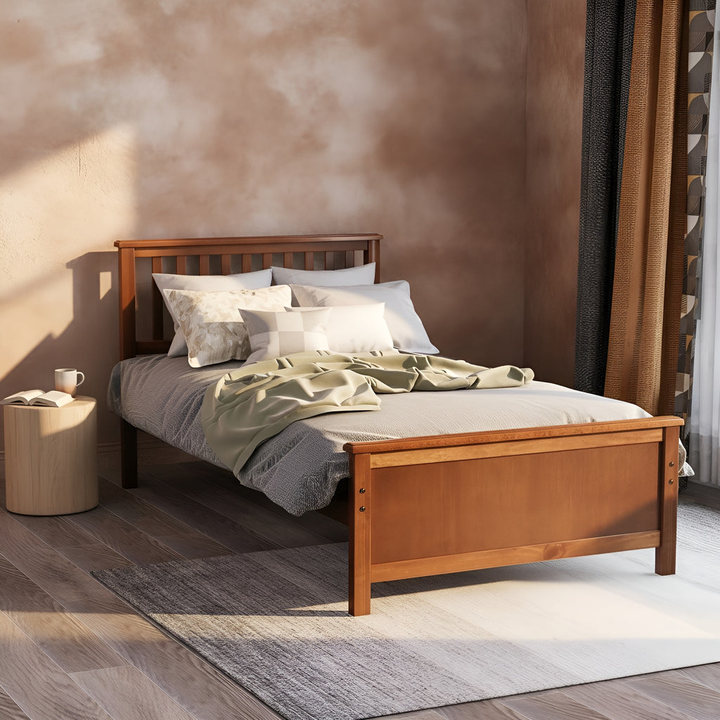 Palle Walnut Twin Platform Bed Frame