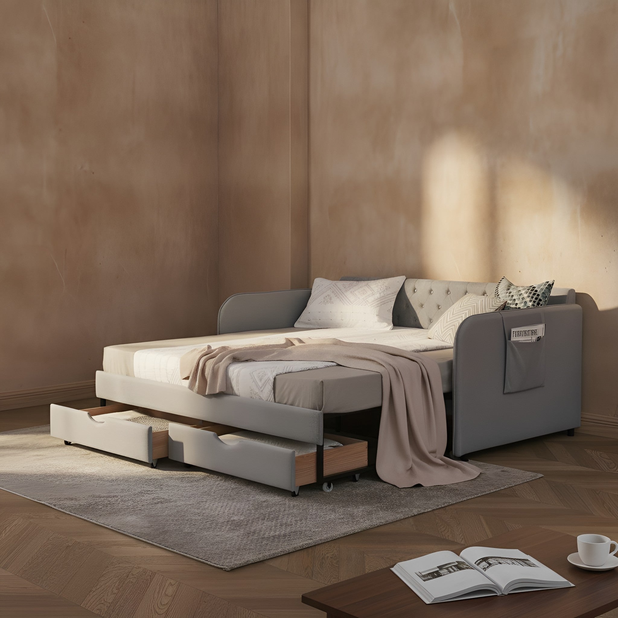 Ciri Storage Linen Sofa Bed