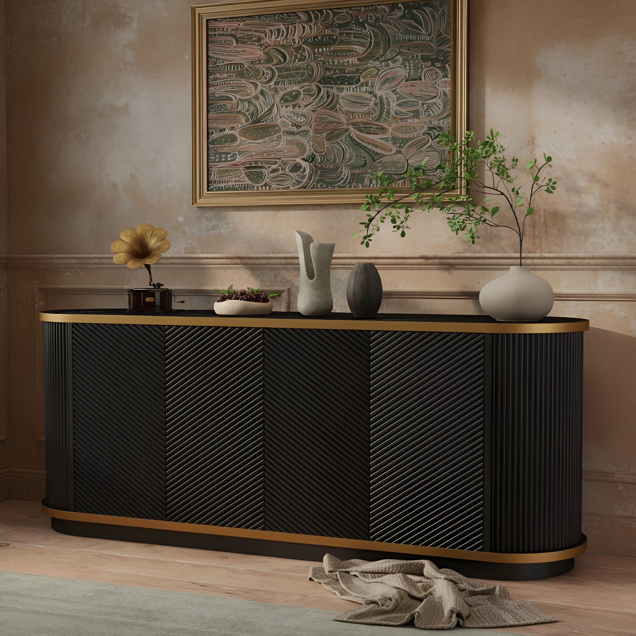 Folke Fluted Marble Sideboard