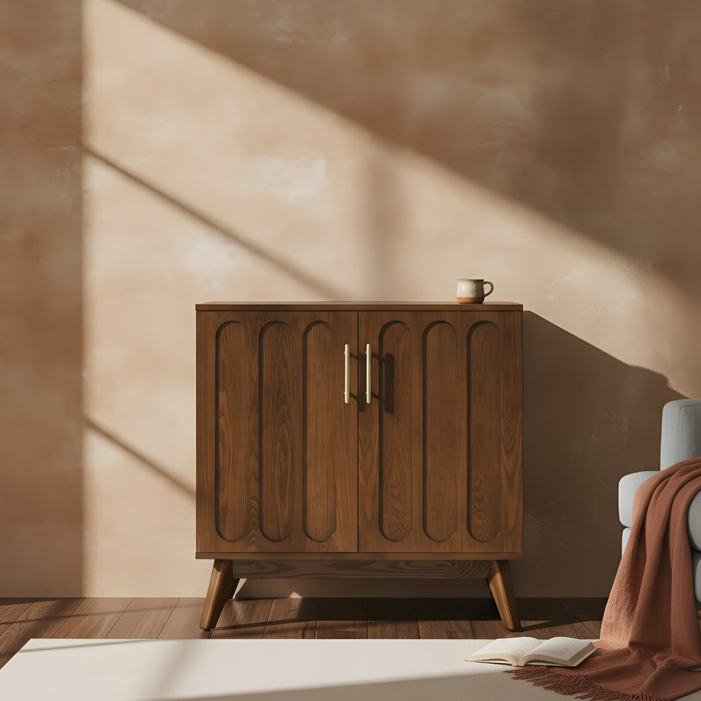 Tilde Fluted Walnut Cabinet