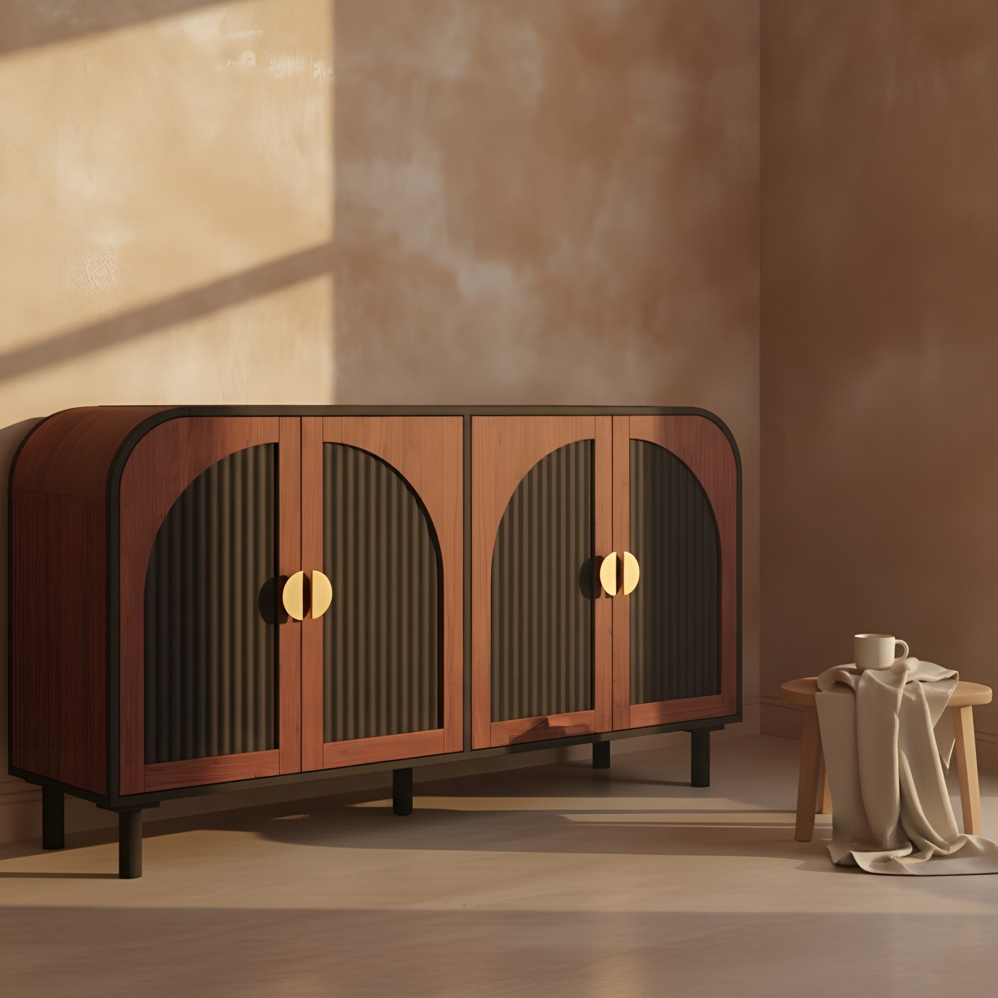 Disa Arched Solid Wood Cabinet