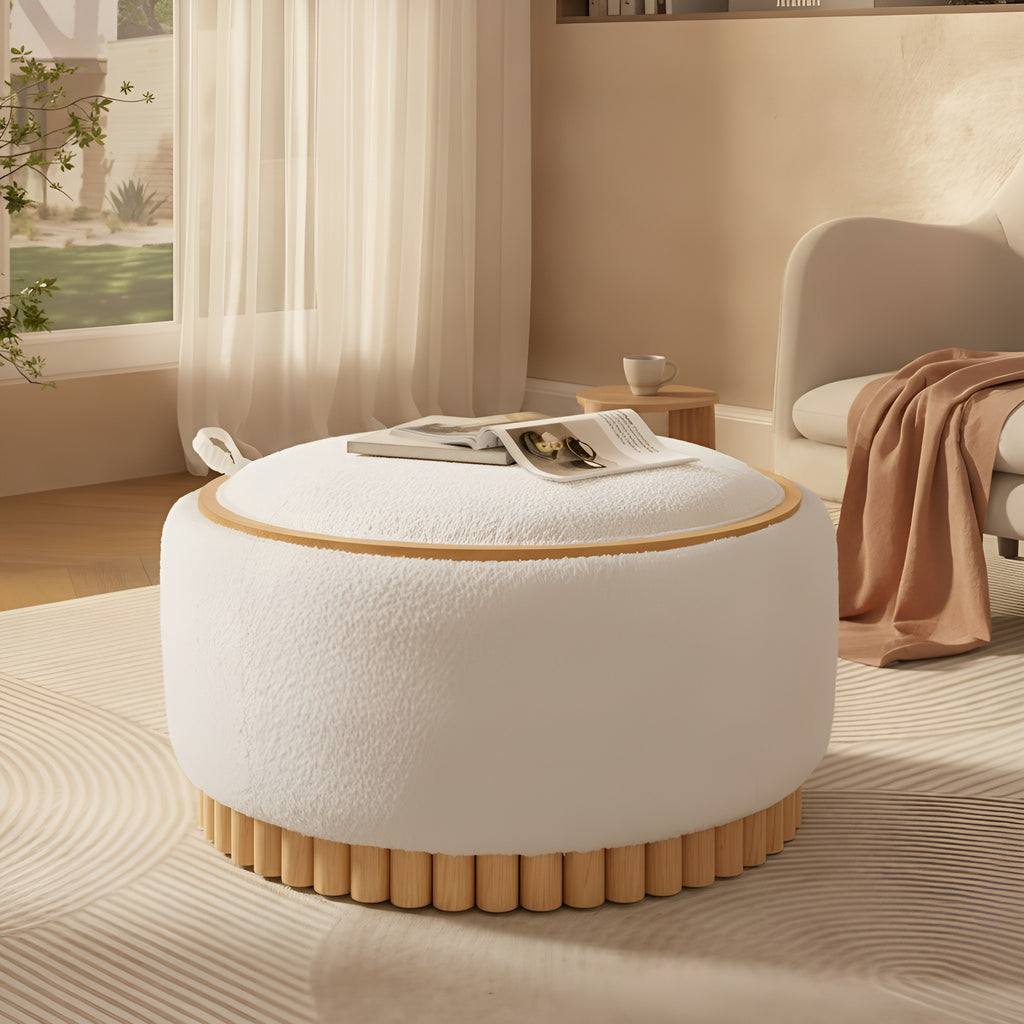 Uma Round Boucle Ottoman