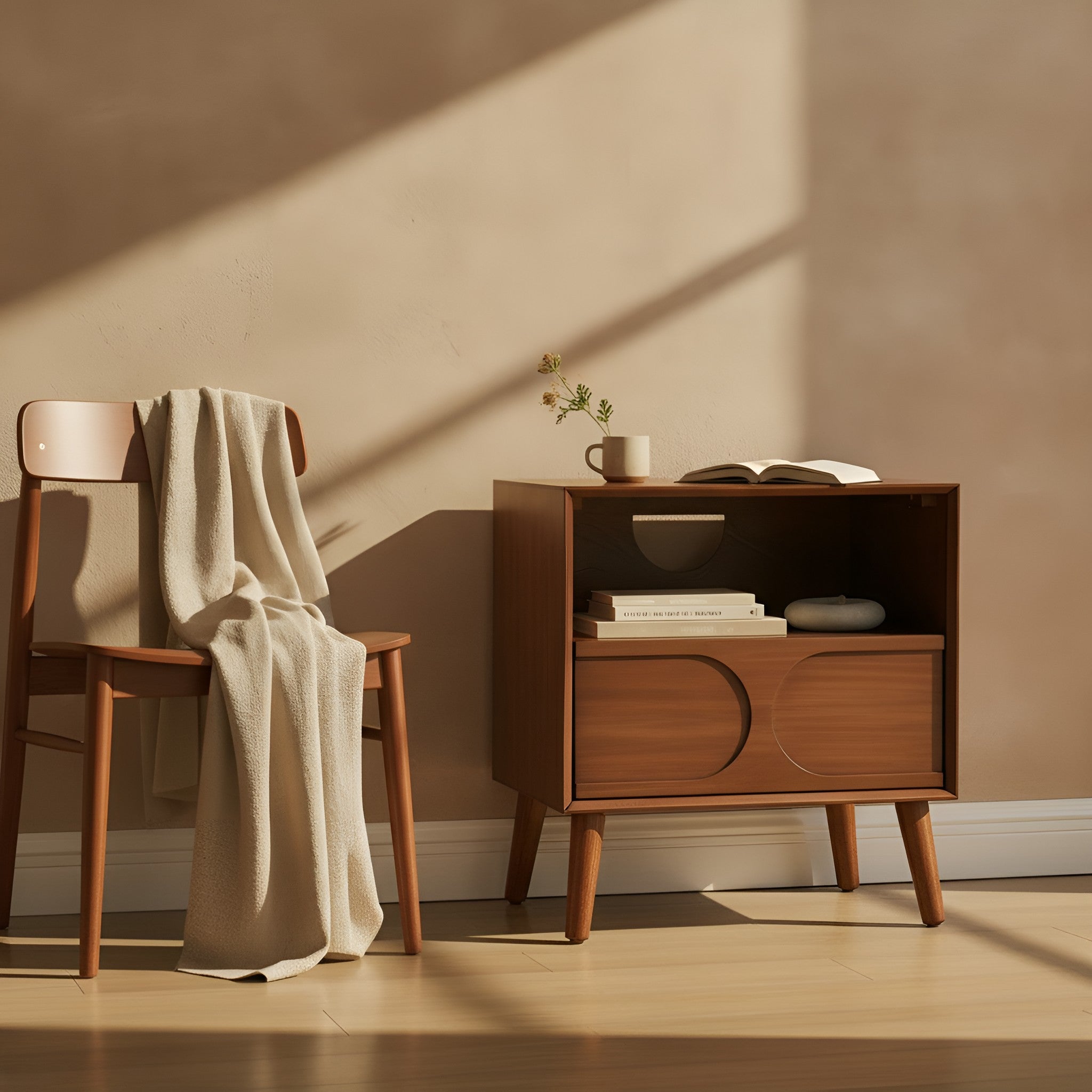 Hedda Fluted Walnut Nightstand