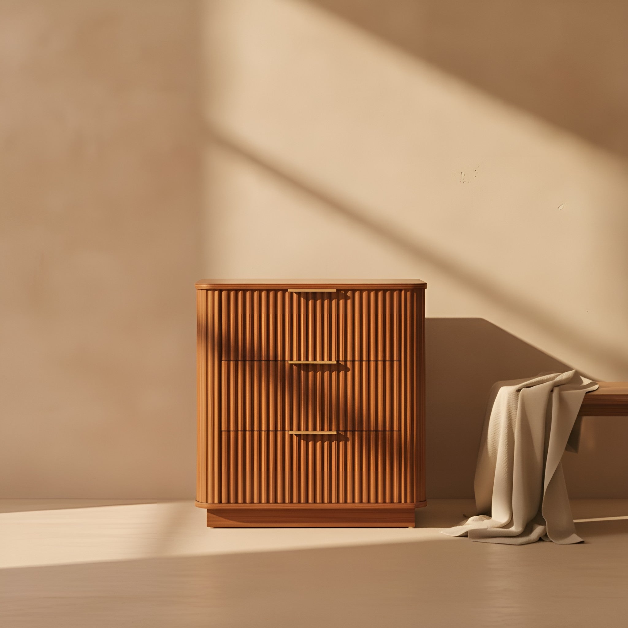 Idun Curved Walnut Nightstand