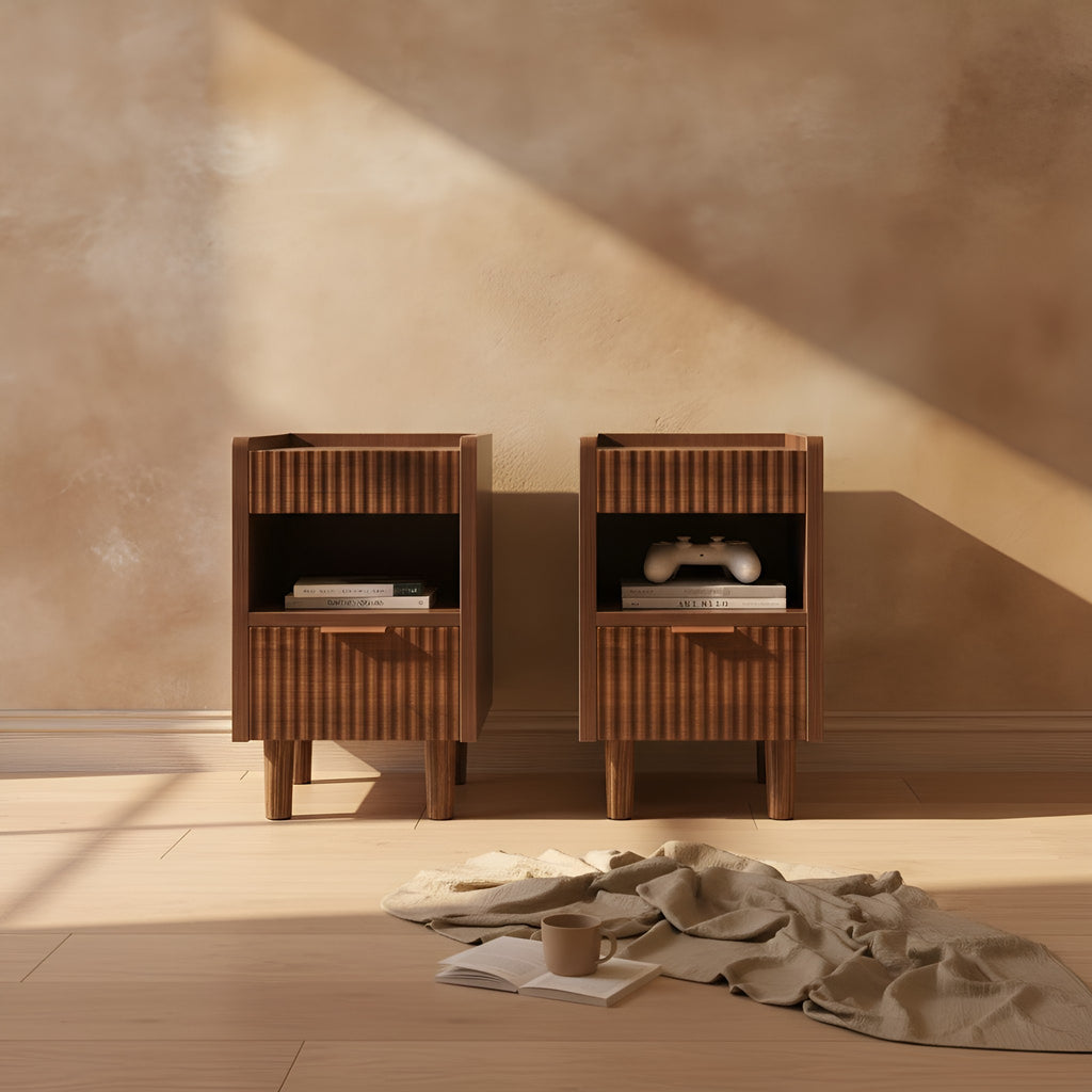 Maren Fluted Walnut Nightstand
