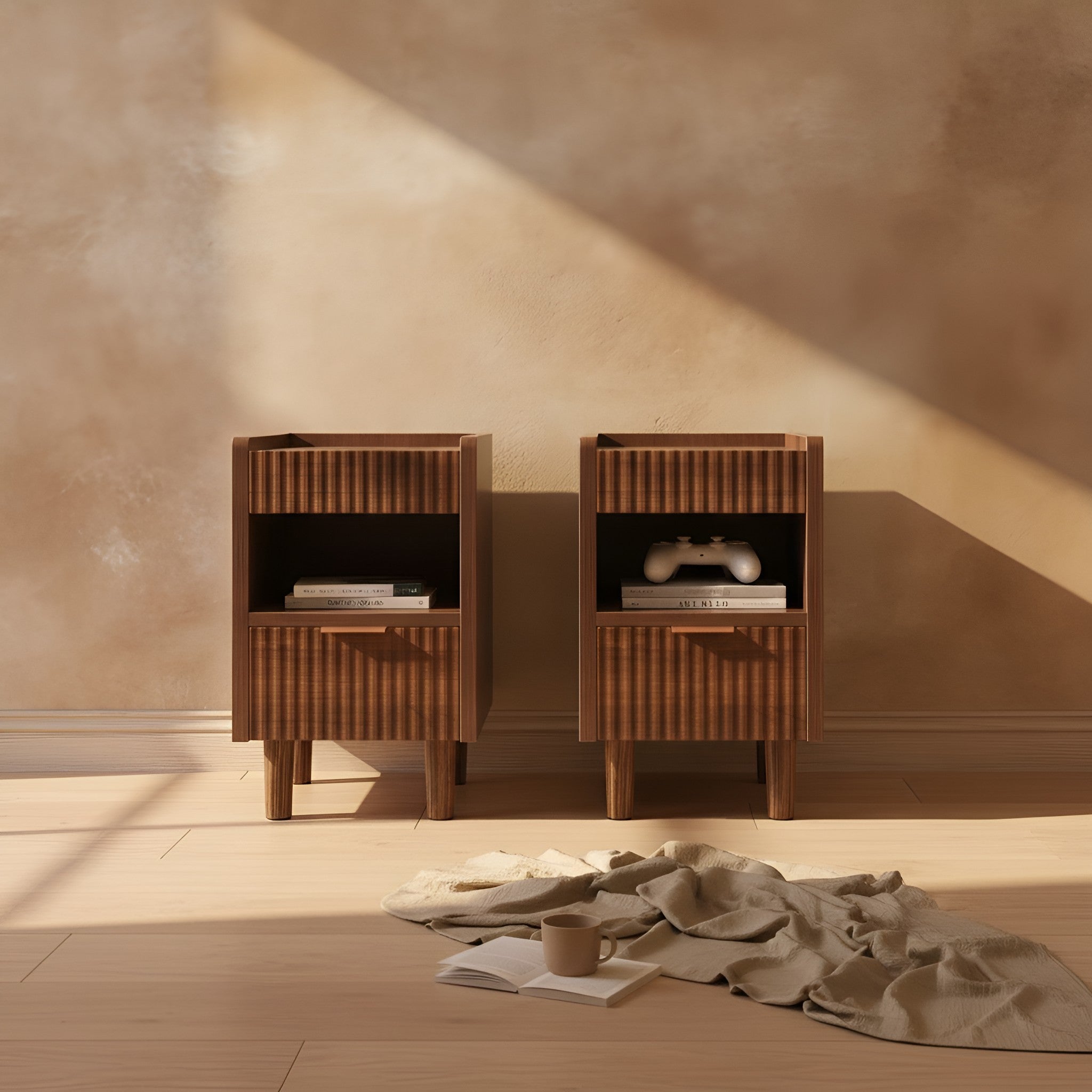 Maren Fluted Walnut Nightstand