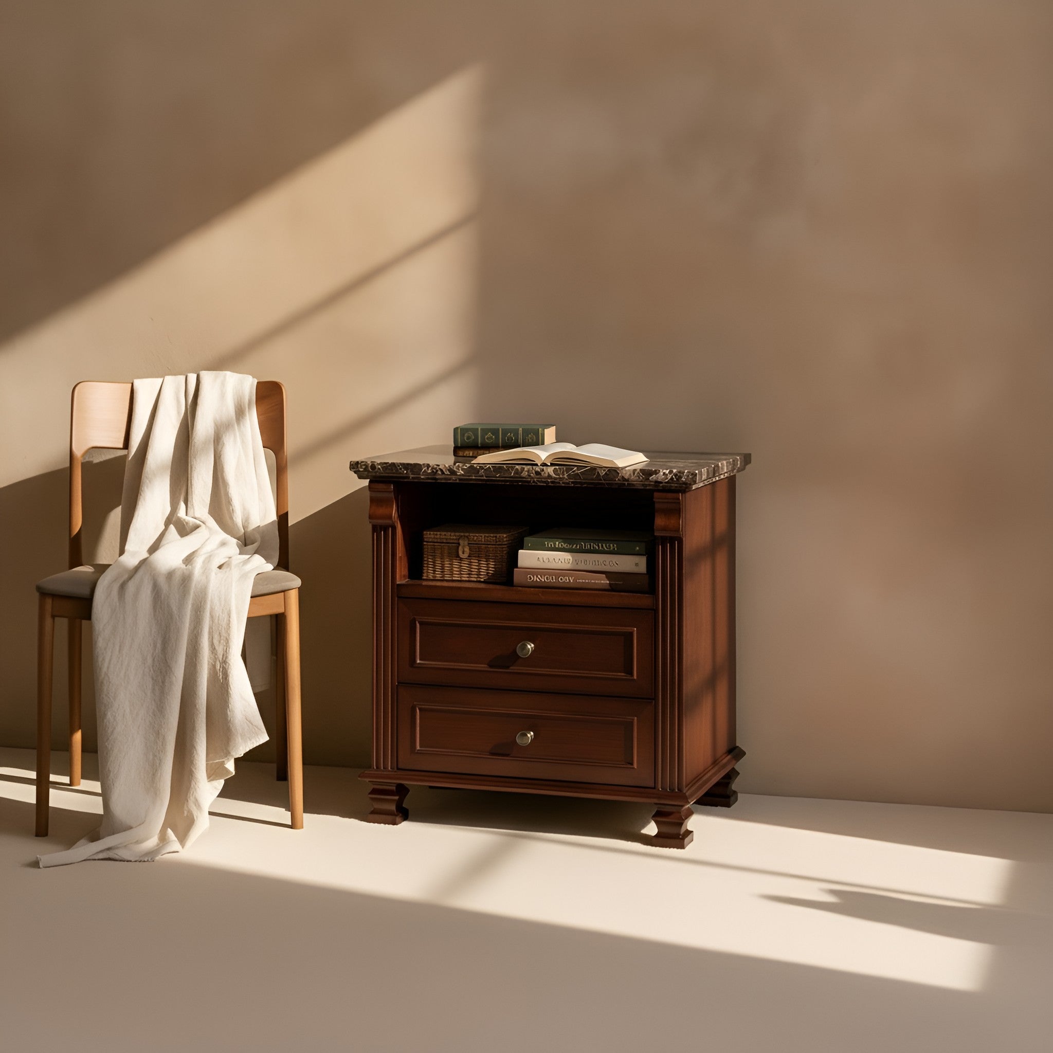 Njord Storage Marble Nightstand