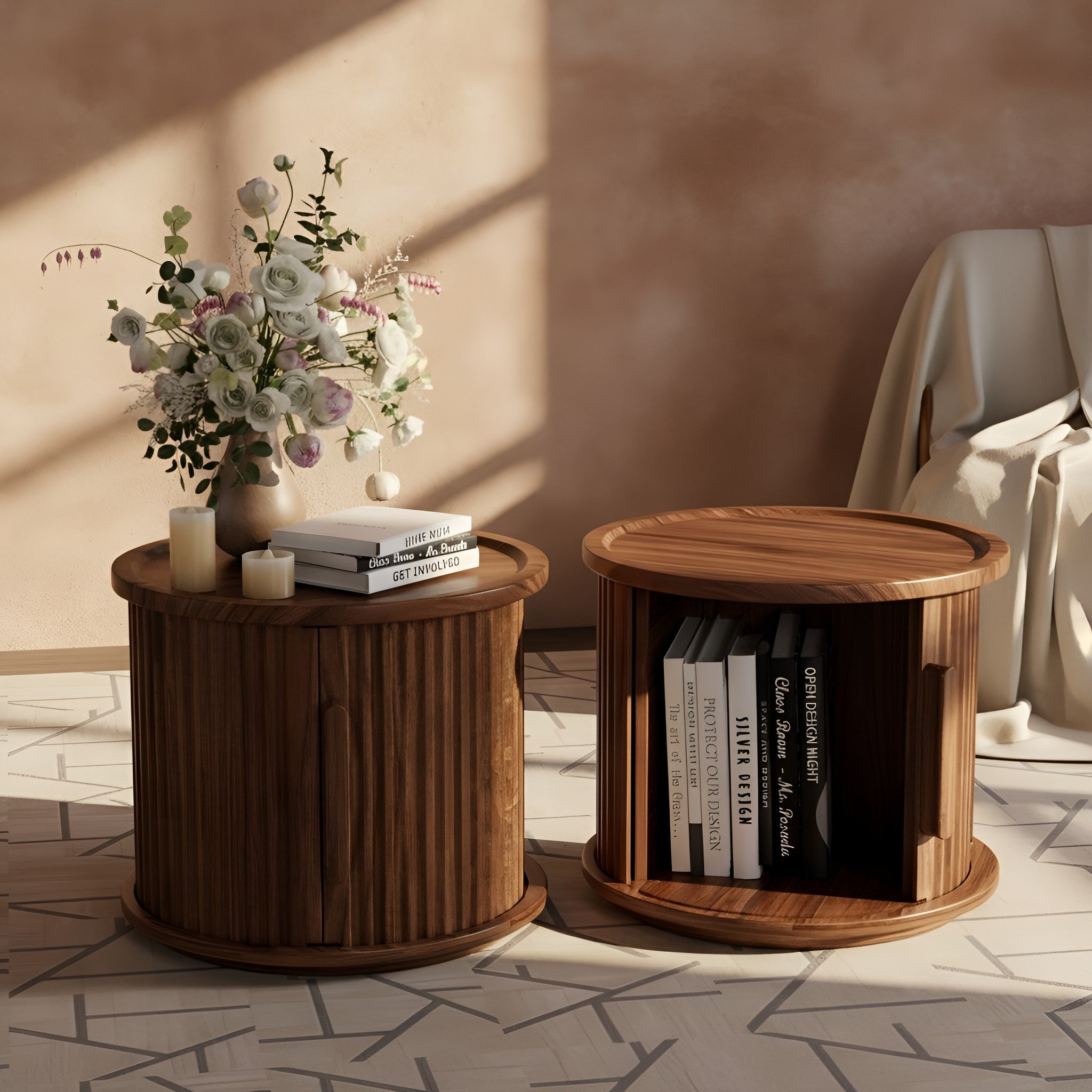 Sigrid Fluted Walnut Nightstand