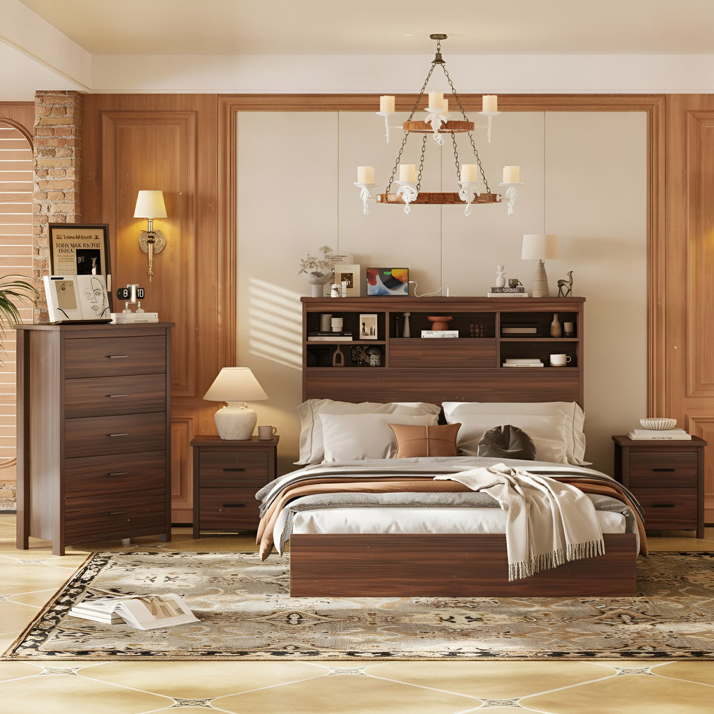 Soren Storage Walnut Bedroom Set