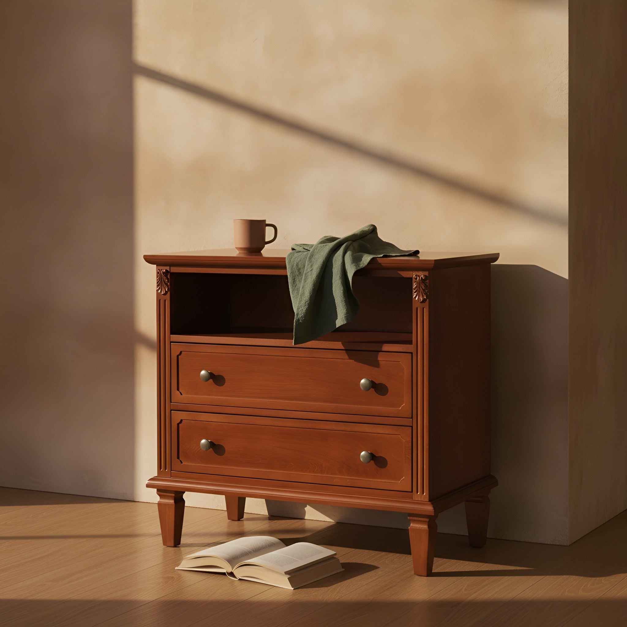 Anselm Fluted Solid Wood Nightstand