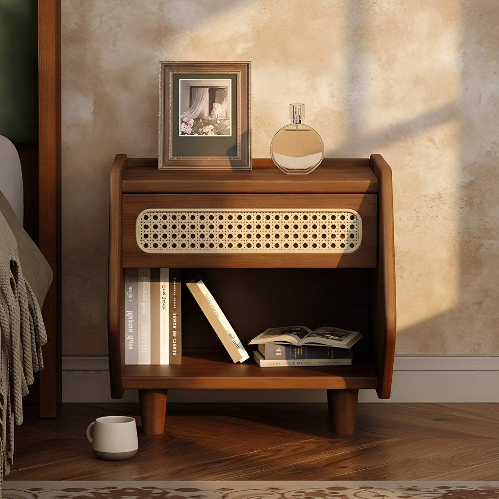Ebba Storage Walnut Nightstand