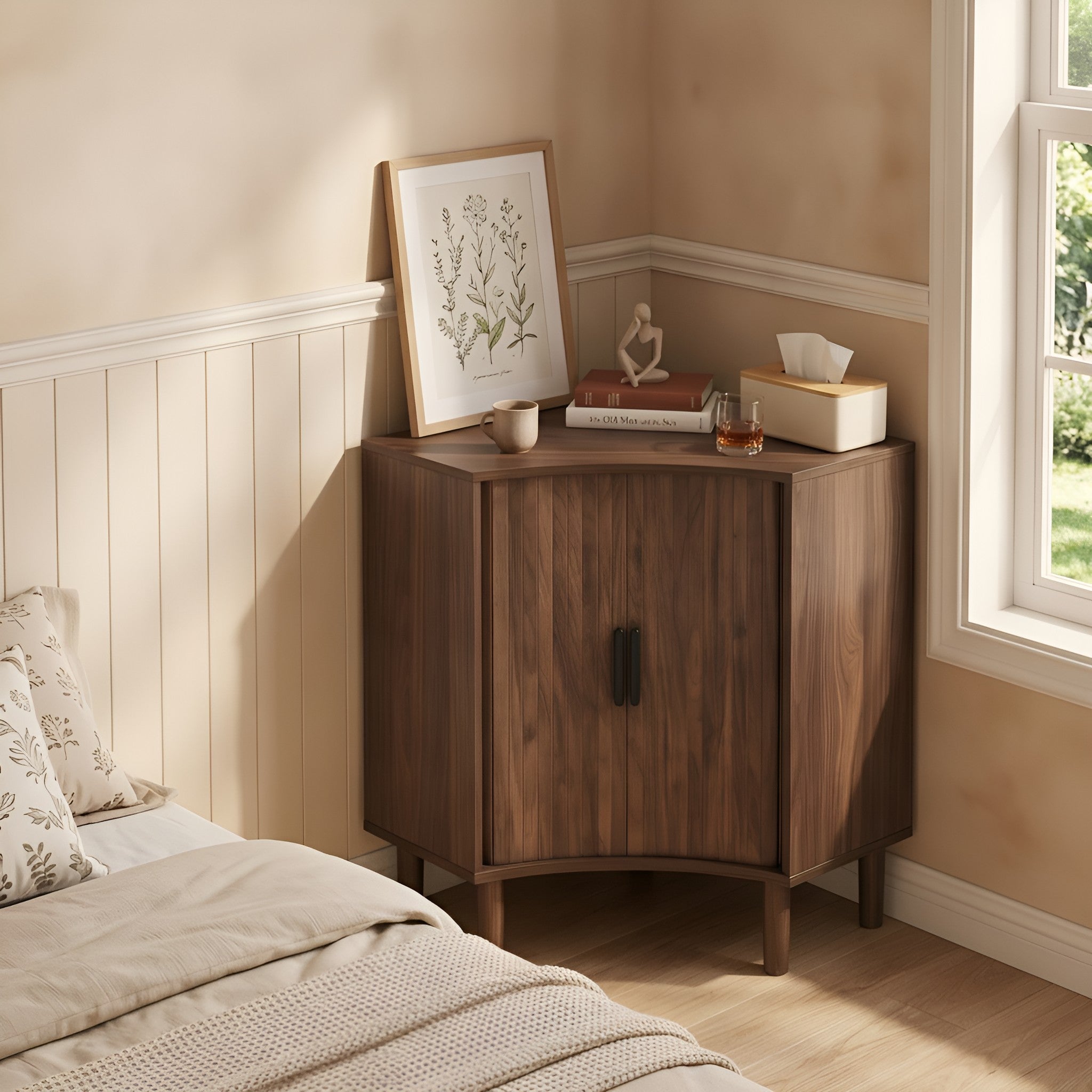 Aksel Fluted Walnut Cabinet
