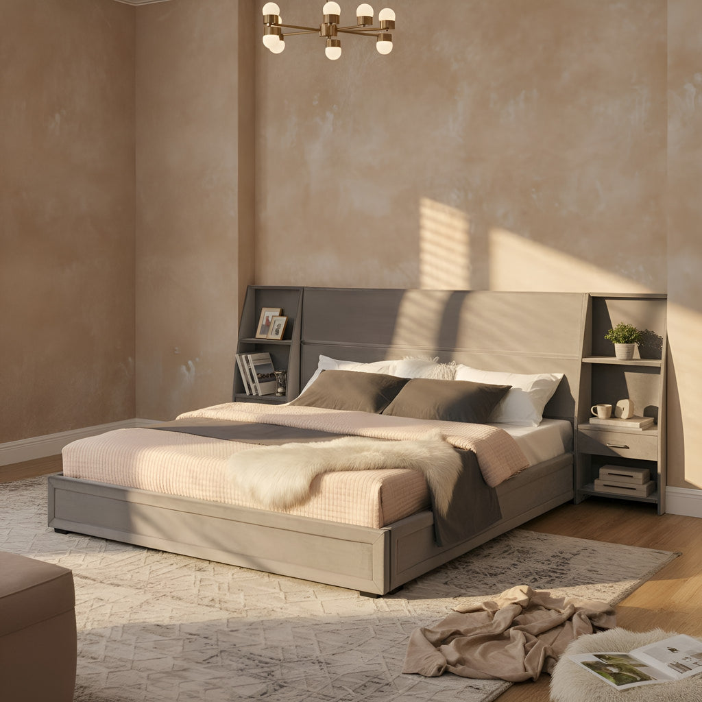 Bodil Velvet King Platform Bed Frame