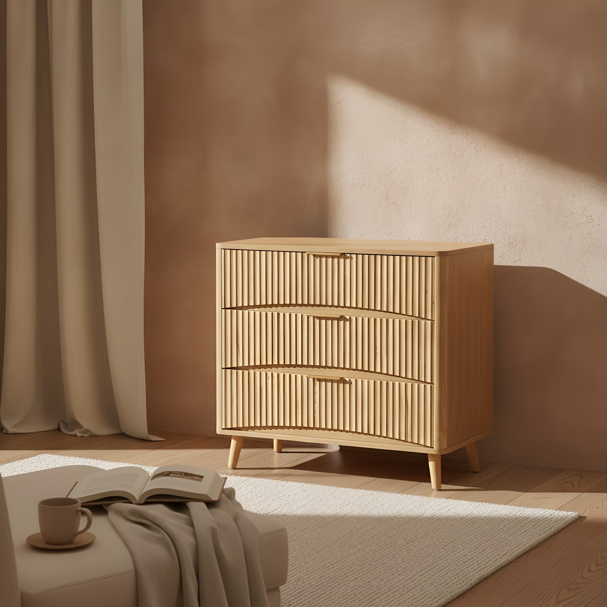 Sigrid Fluted Oak Cabinet