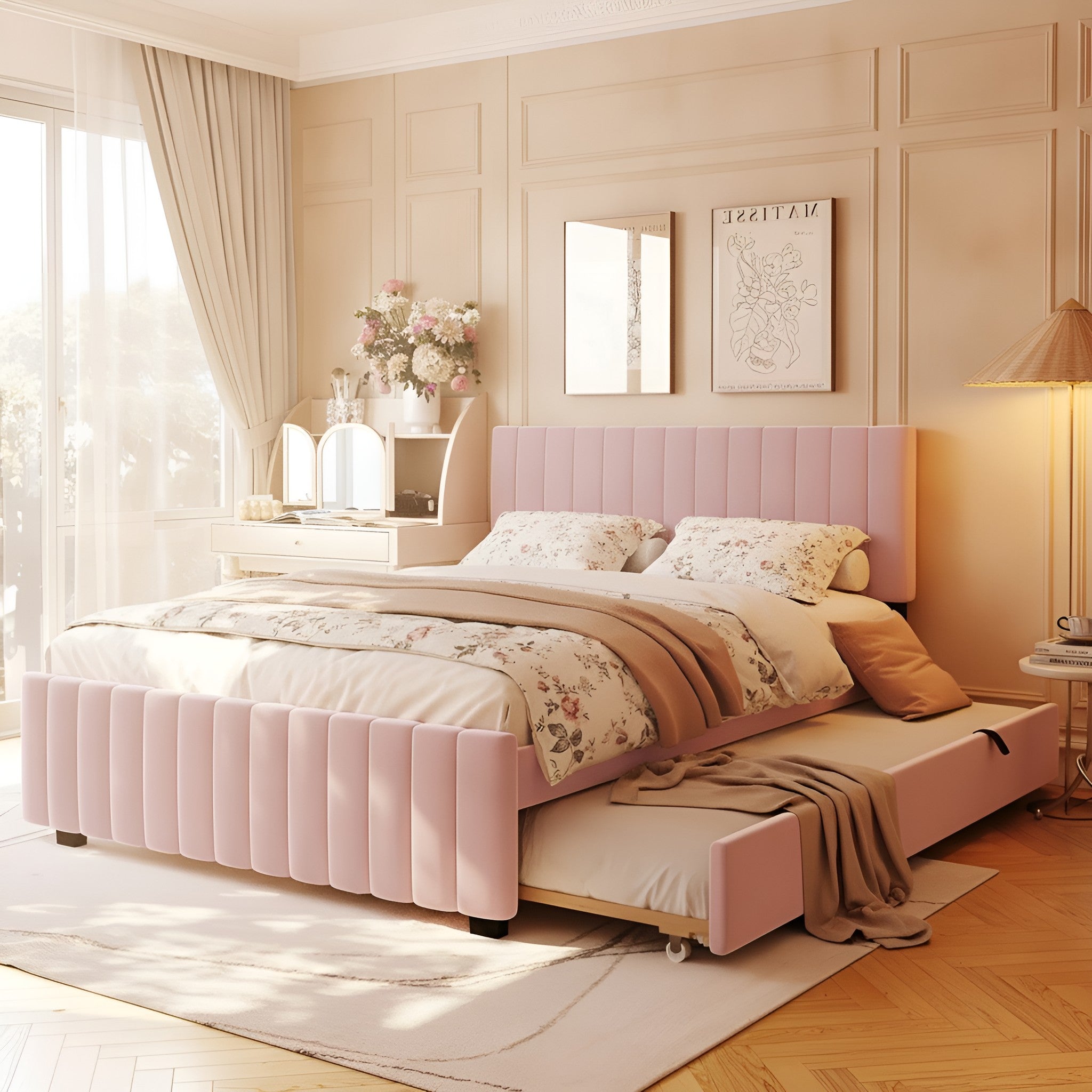 Vera Velvet Queen Platform Bed Frame