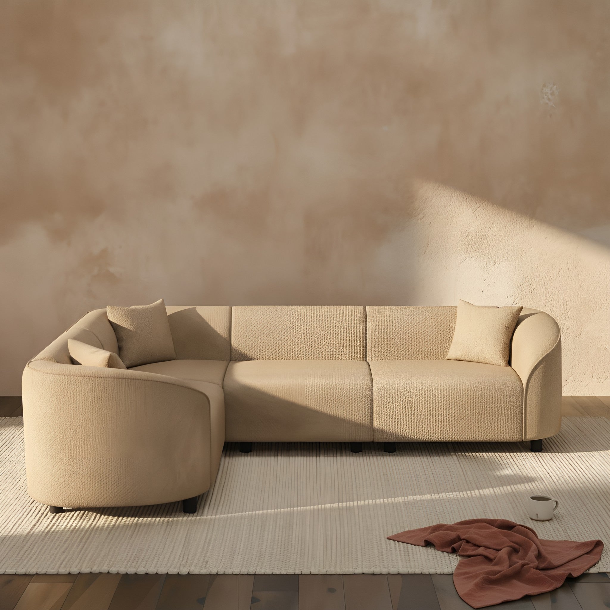 Lauge 4-Piece Curved Boucle Sectional Sofa