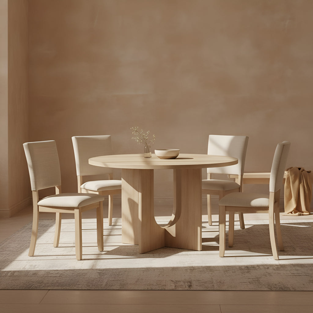 Dorte 5-Piece Round Oak Dining Set