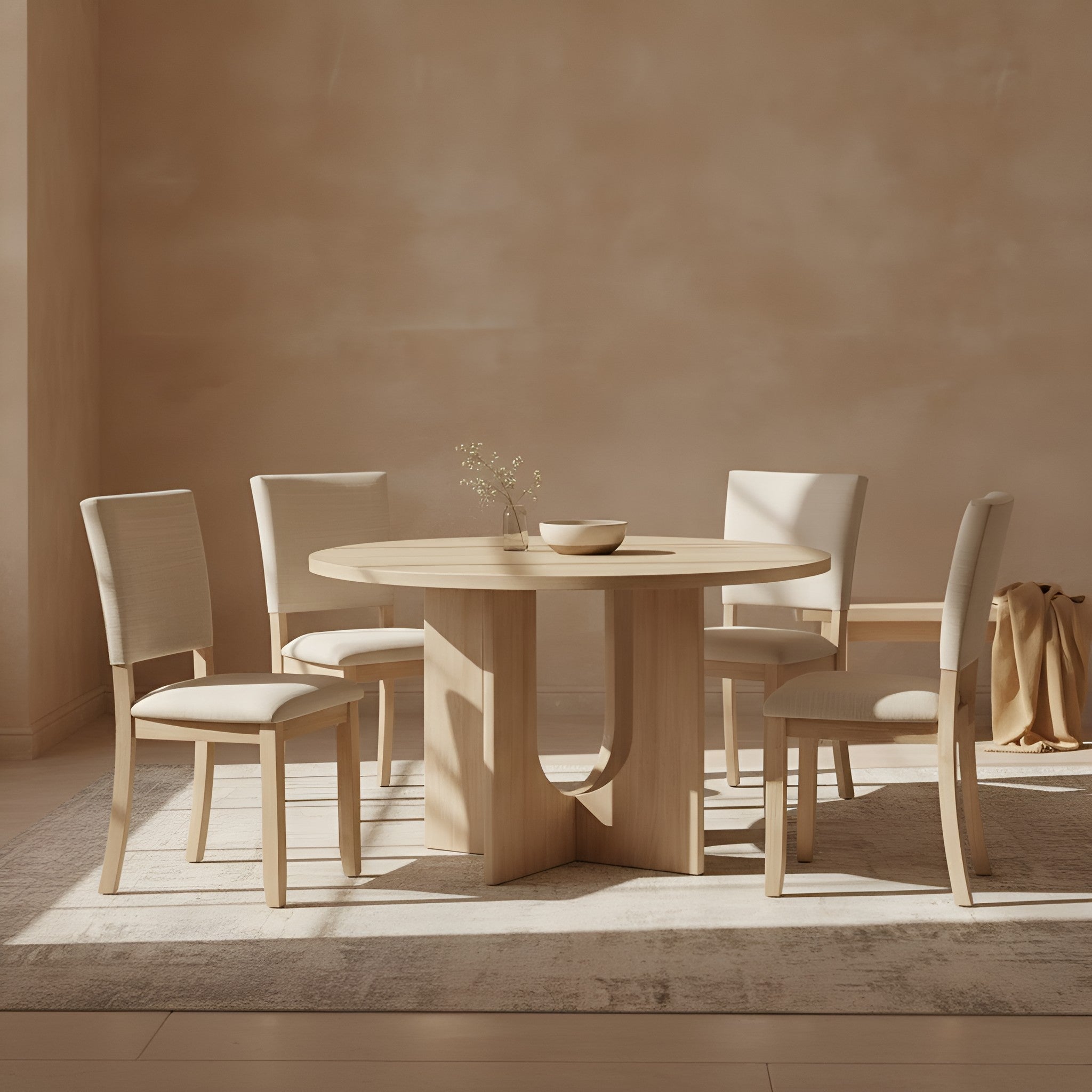 Dorte 5-Piece Round Oak Dining Set