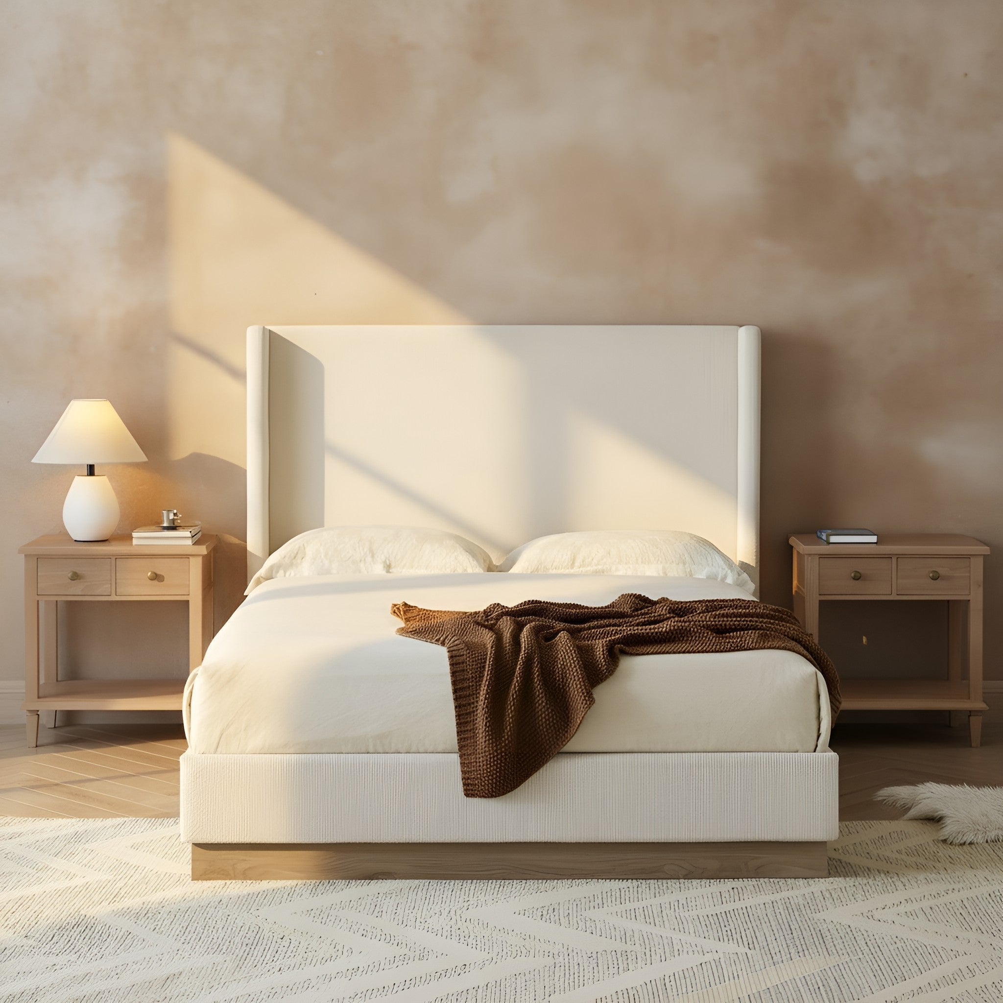 Preben Boucle King Platform Bed Frame
