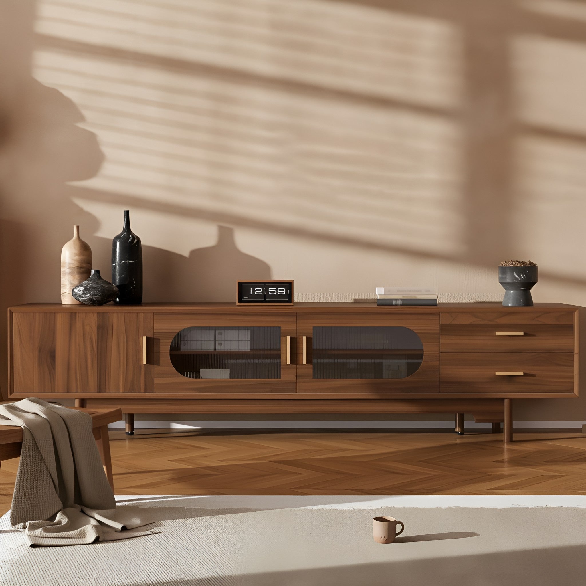 Uma Fluted Solid Wood TV Stand