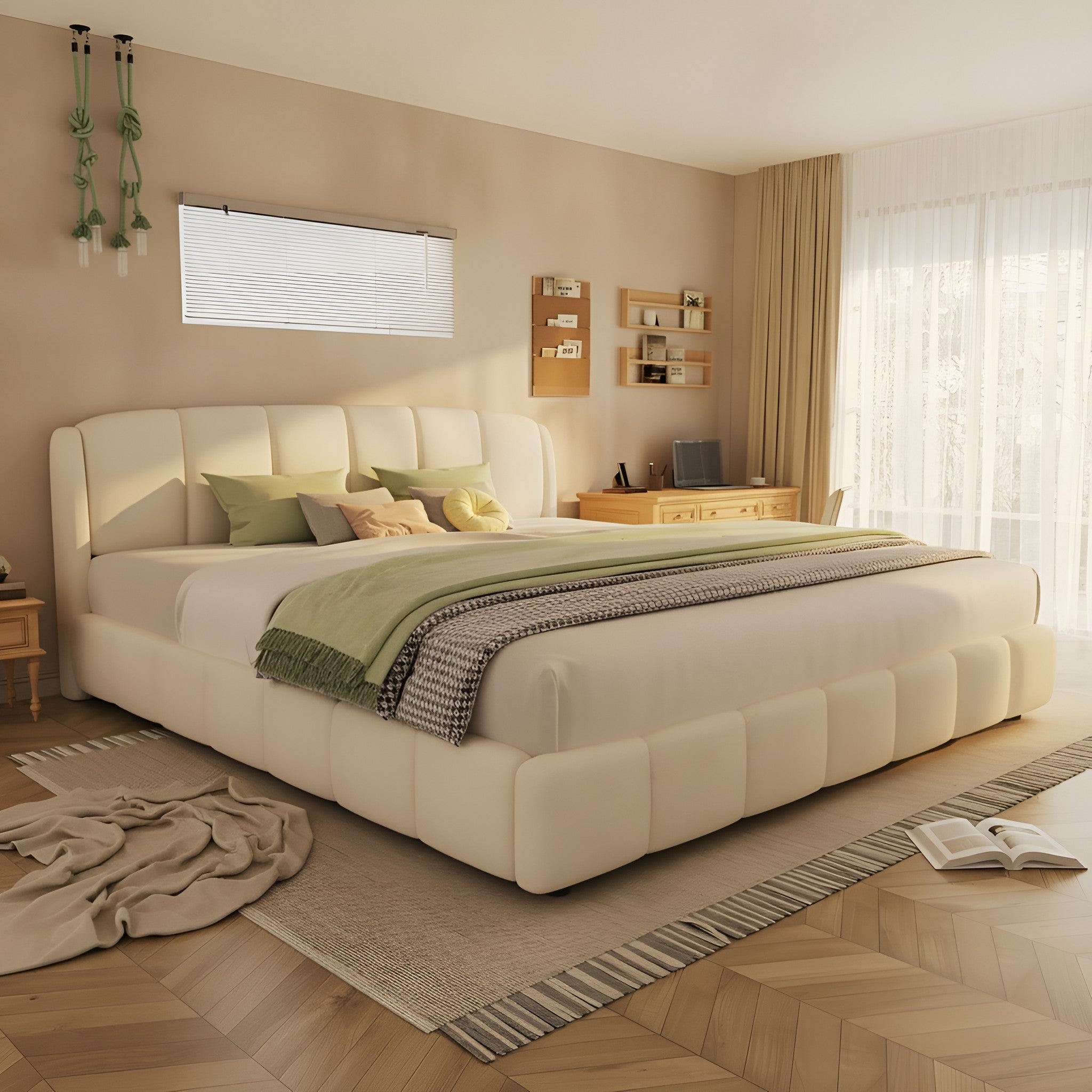 Dagny Boucle King Platform Bed Frame