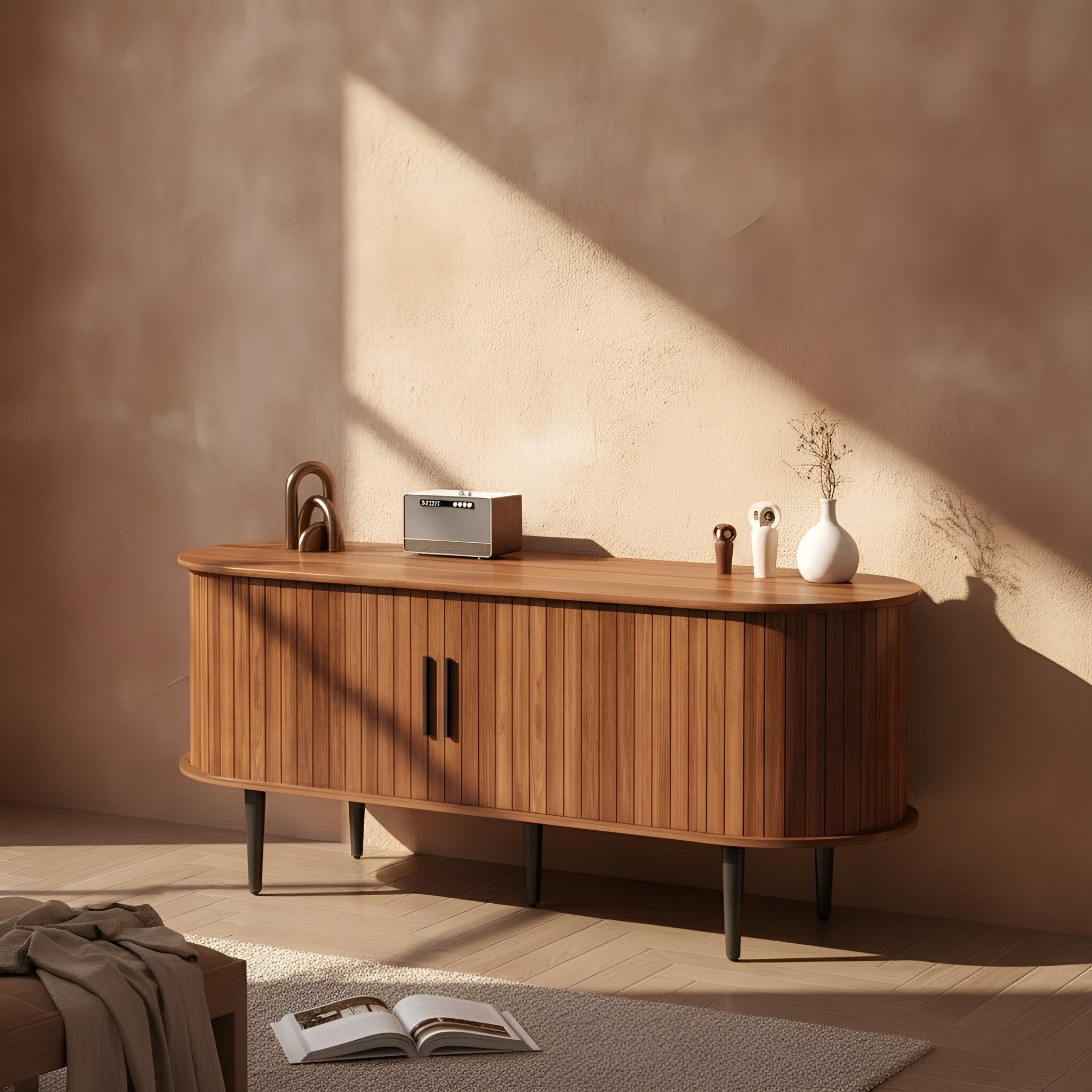 Birk Storage Walnut TV Stand