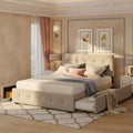Saga Linen Queen Platform Bed Frame