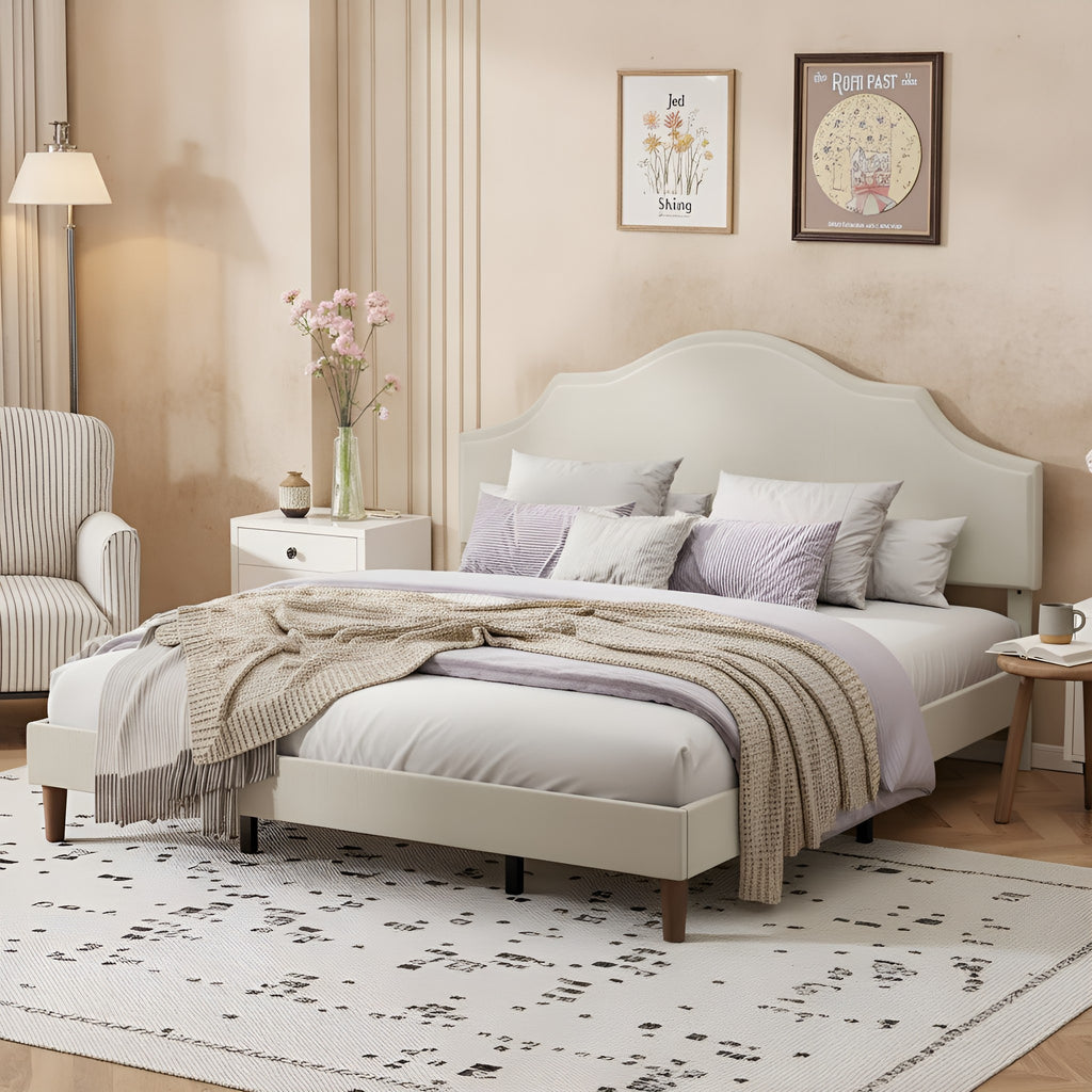 Bjorn Linen King Platform Bed Frame