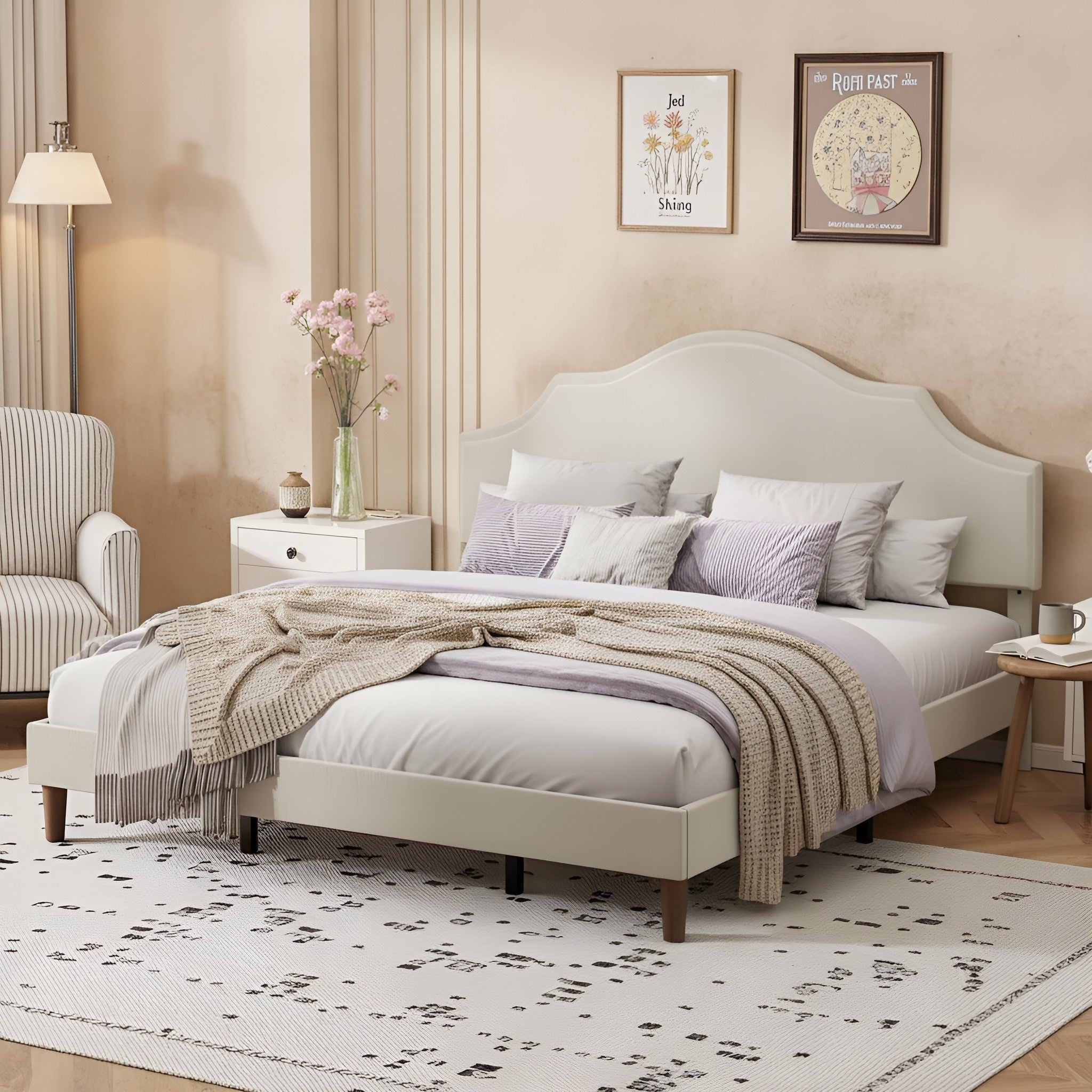 Bjorn Linen King Platform Bed Frame