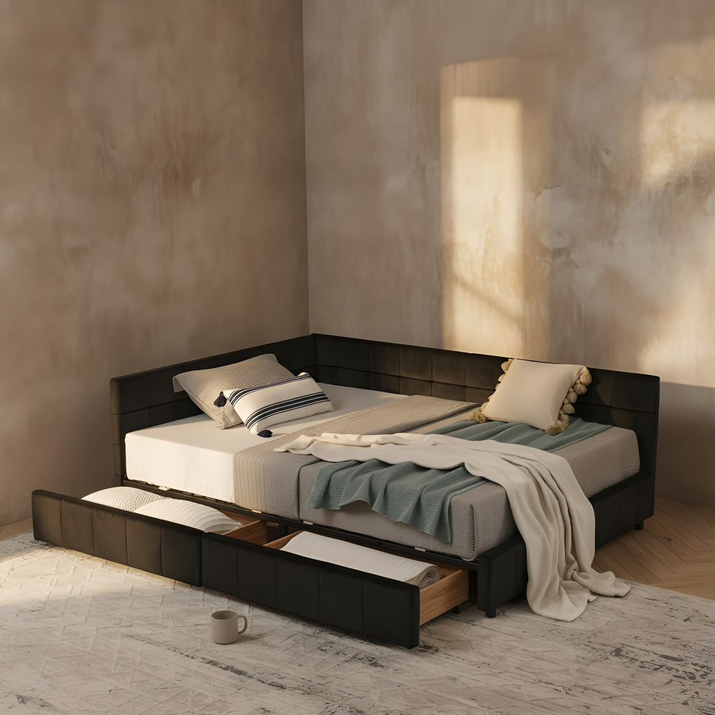 Dita Storage Velvet Full Bed Frame