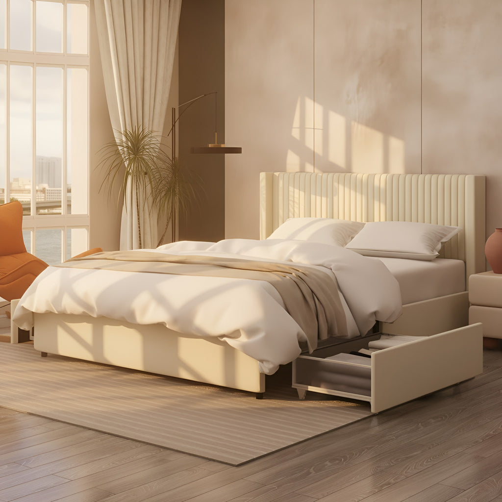 Lykke Velvet Queen Platform Bed Frame
