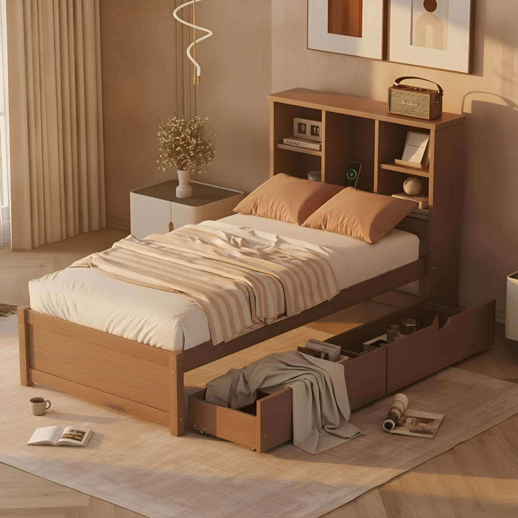 Mette Walnut Twin Bed Frame