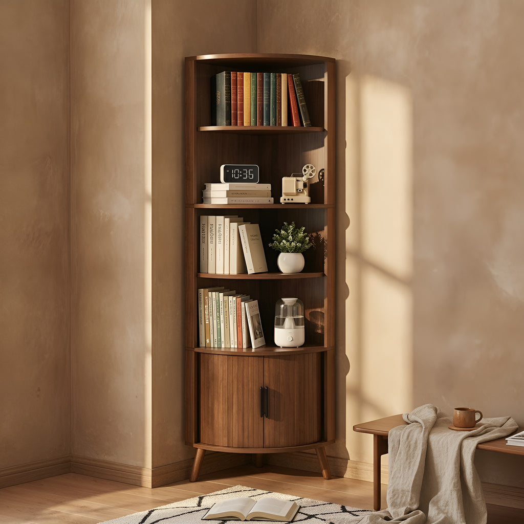 Ase Corner Walnut Bookshelf